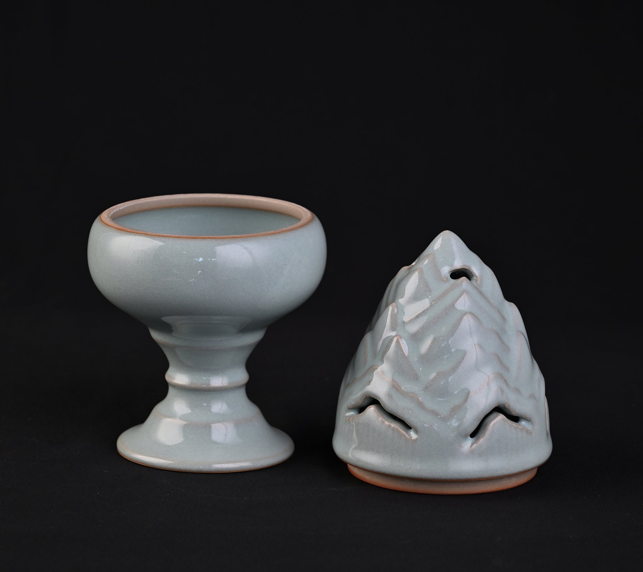 Natural Mineral Sky Blue Glaze Boshan Incense Burner