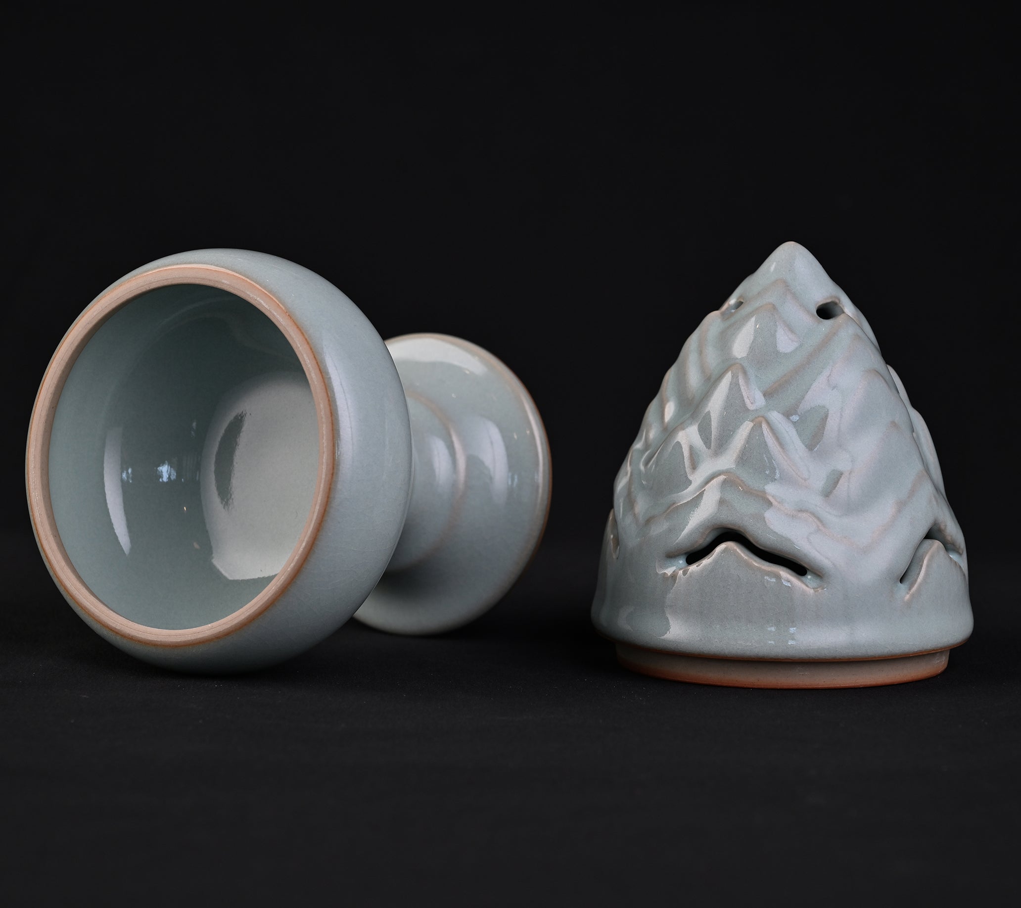 Natural Mineral Sky Blue Glaze Boshan Incense Burner