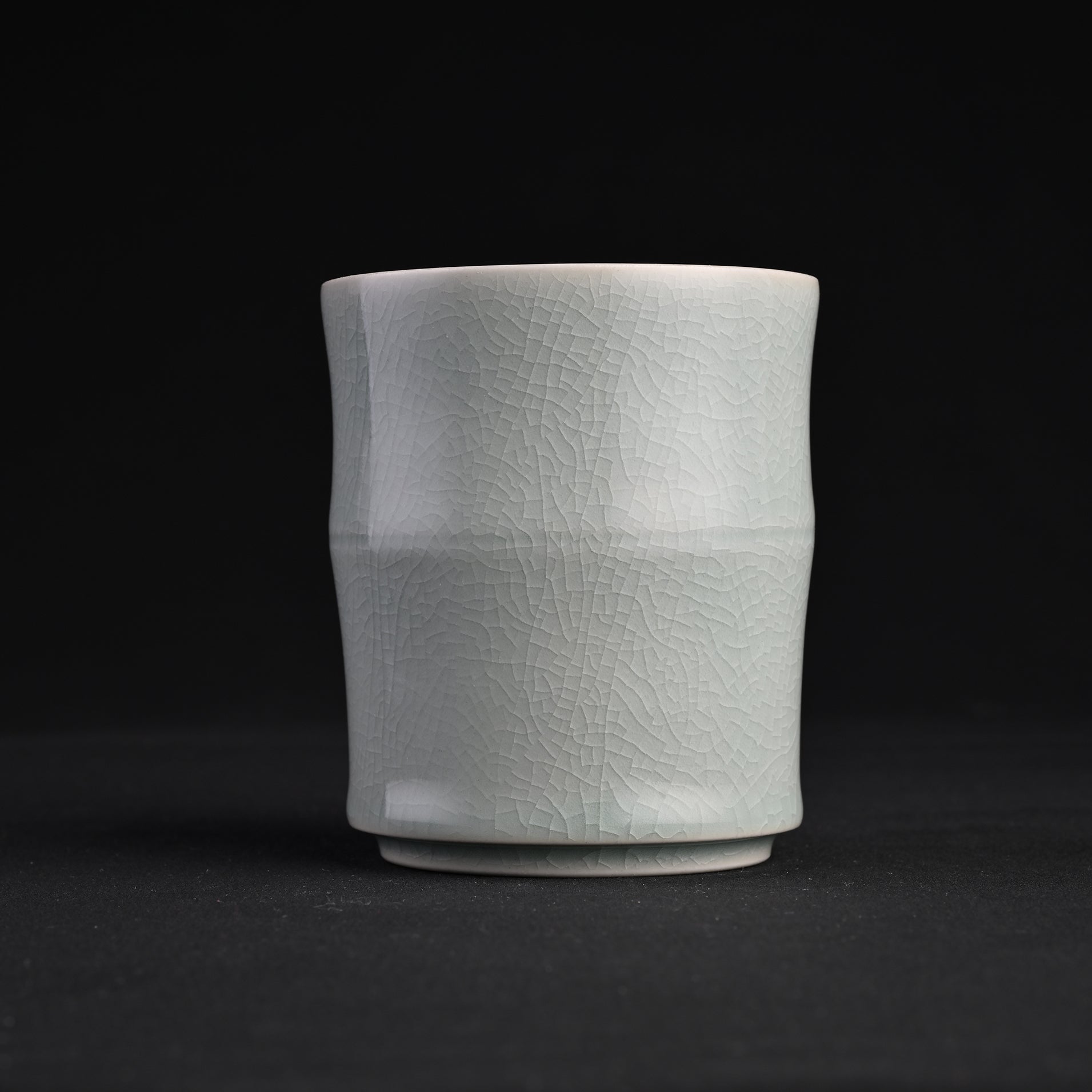 Natural Mineral Blue-Green Glaze Bamboo-Joint Cup (Large)