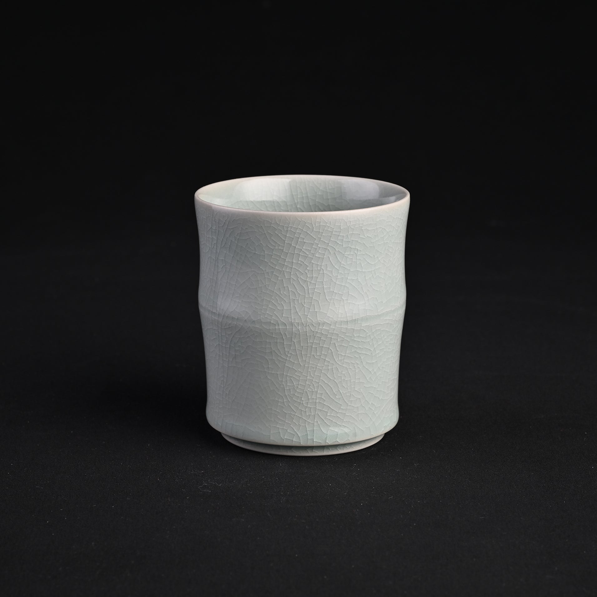 Natural Mineral Blue-Green Glaze Bamboo-Joint Cup (Large)