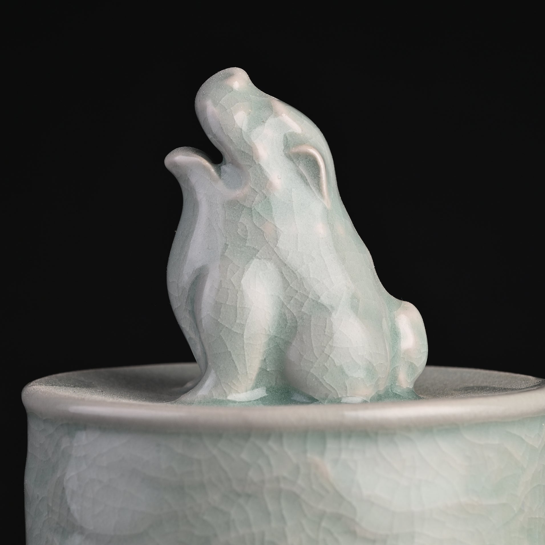 Natural Mineral Verdant Green Glaze Cloud Sky Brazier