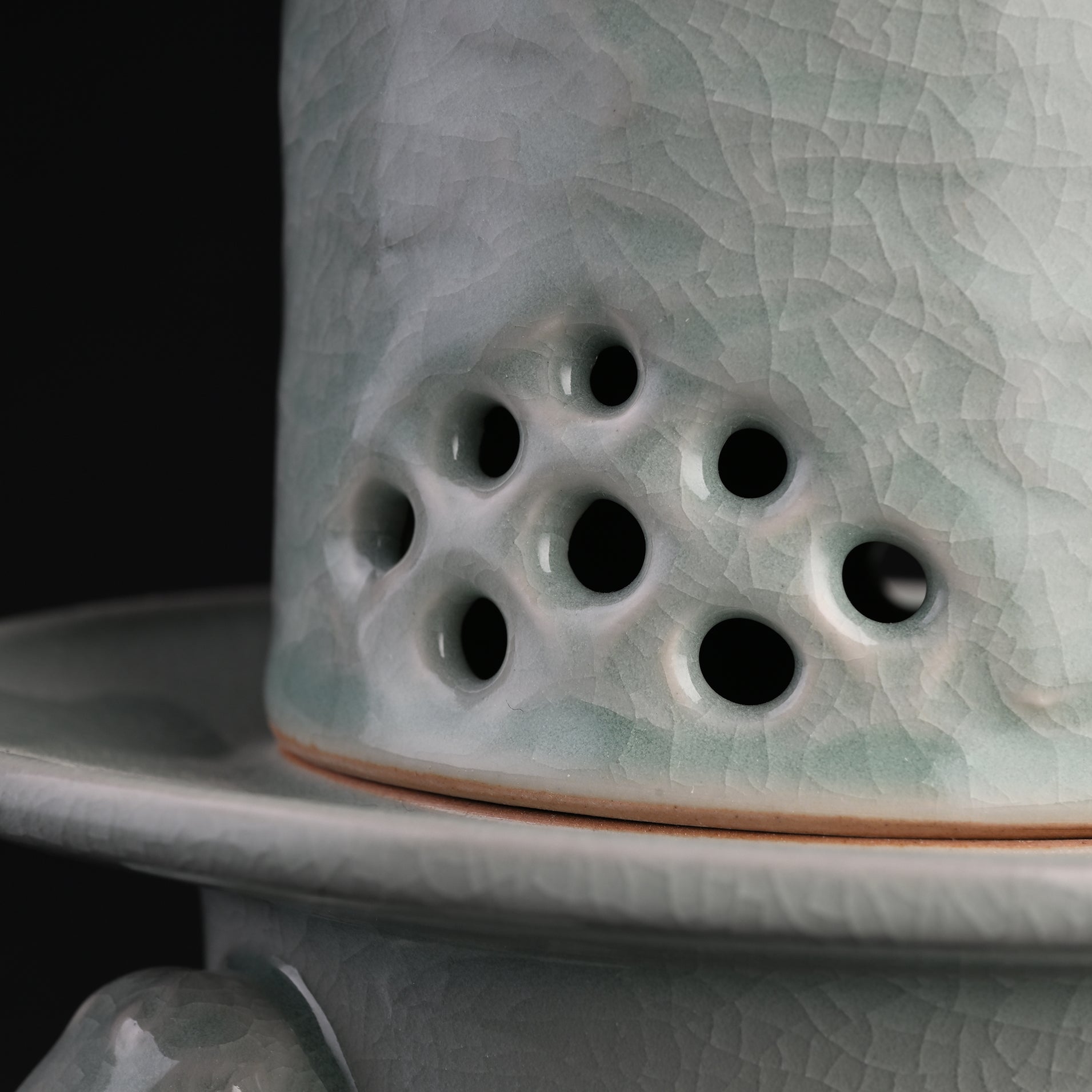 Natural Mineral Verdant Green Glaze Cloud Sky Brazier