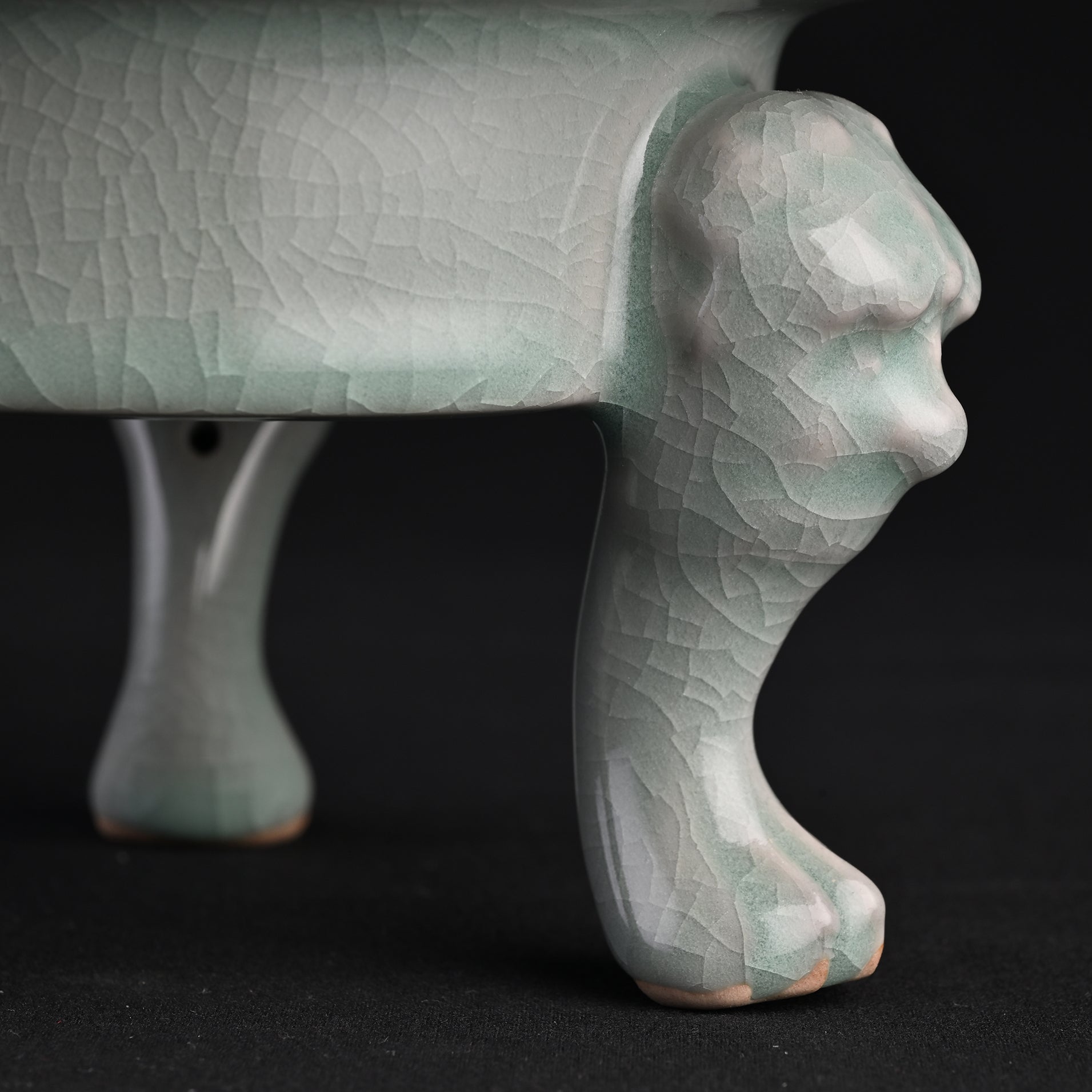 Natural Mineral Verdant Green Glaze Cloud Sky Brazier