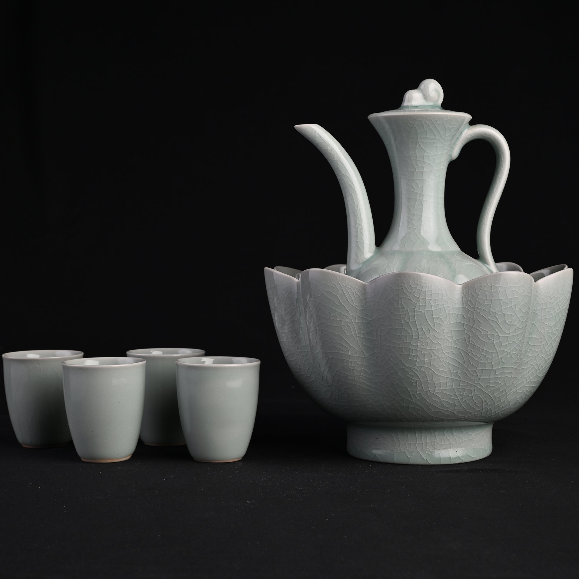 Natural Mineral Verdant Green Glaze Sake Set