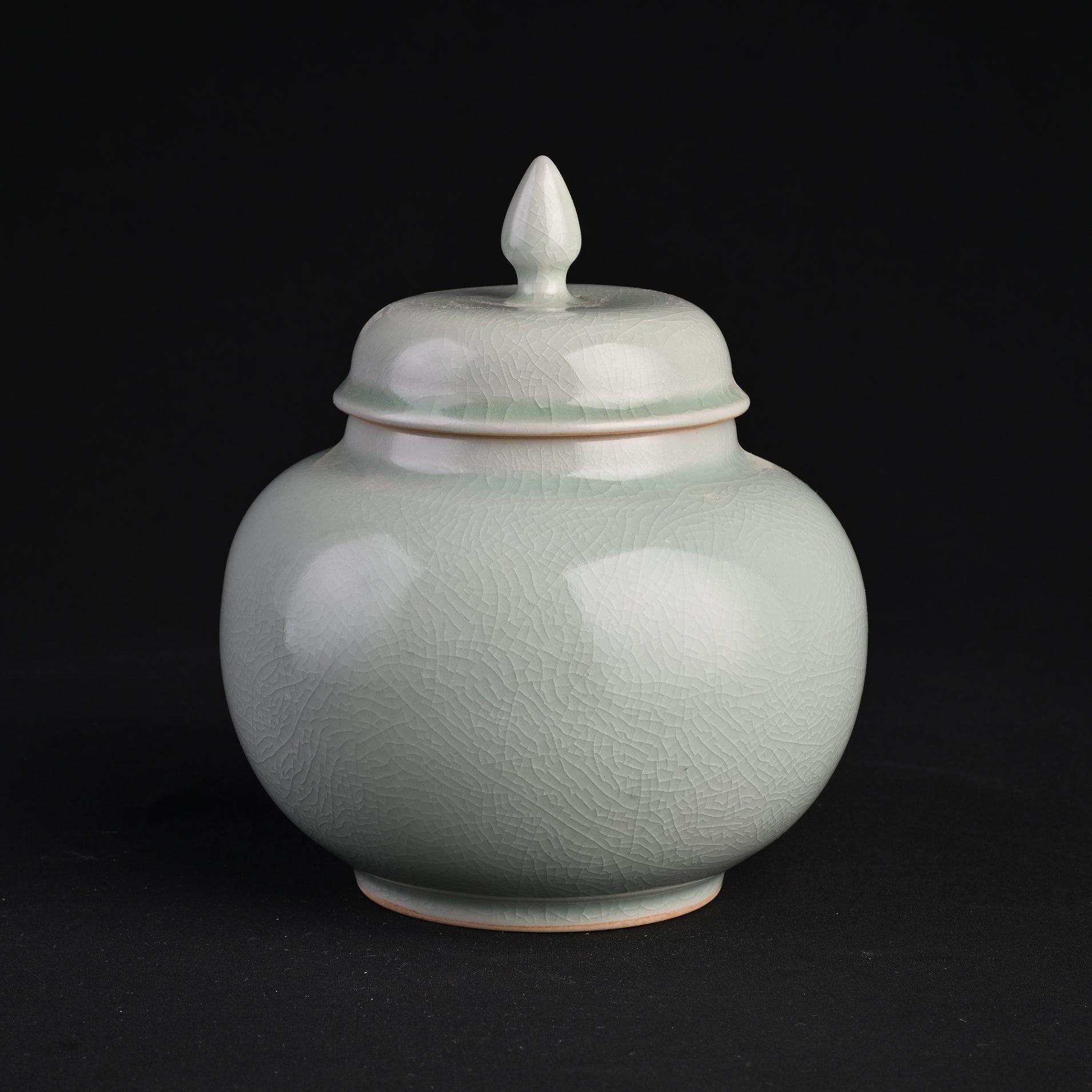 Natural Mineral Verdant Green Glaze Shogun Tea Caddy