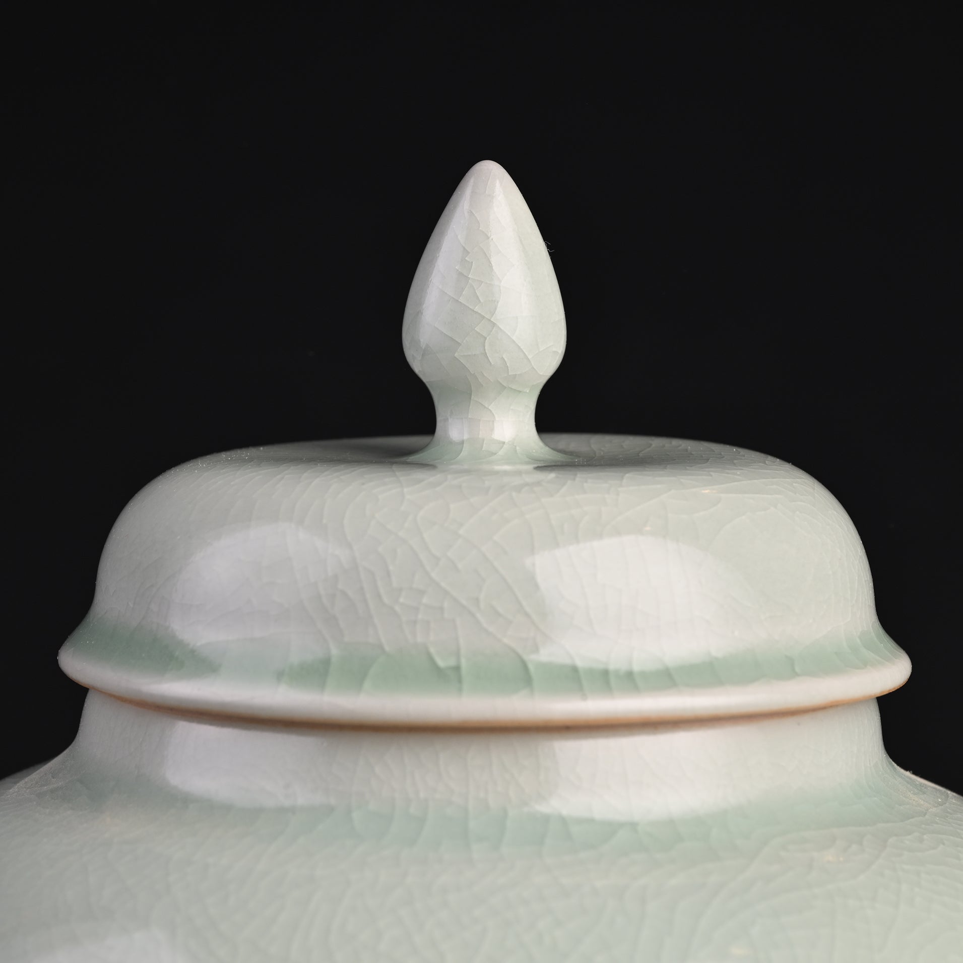 Natural Mineral Verdant Green Glaze Shogun Tea Caddy