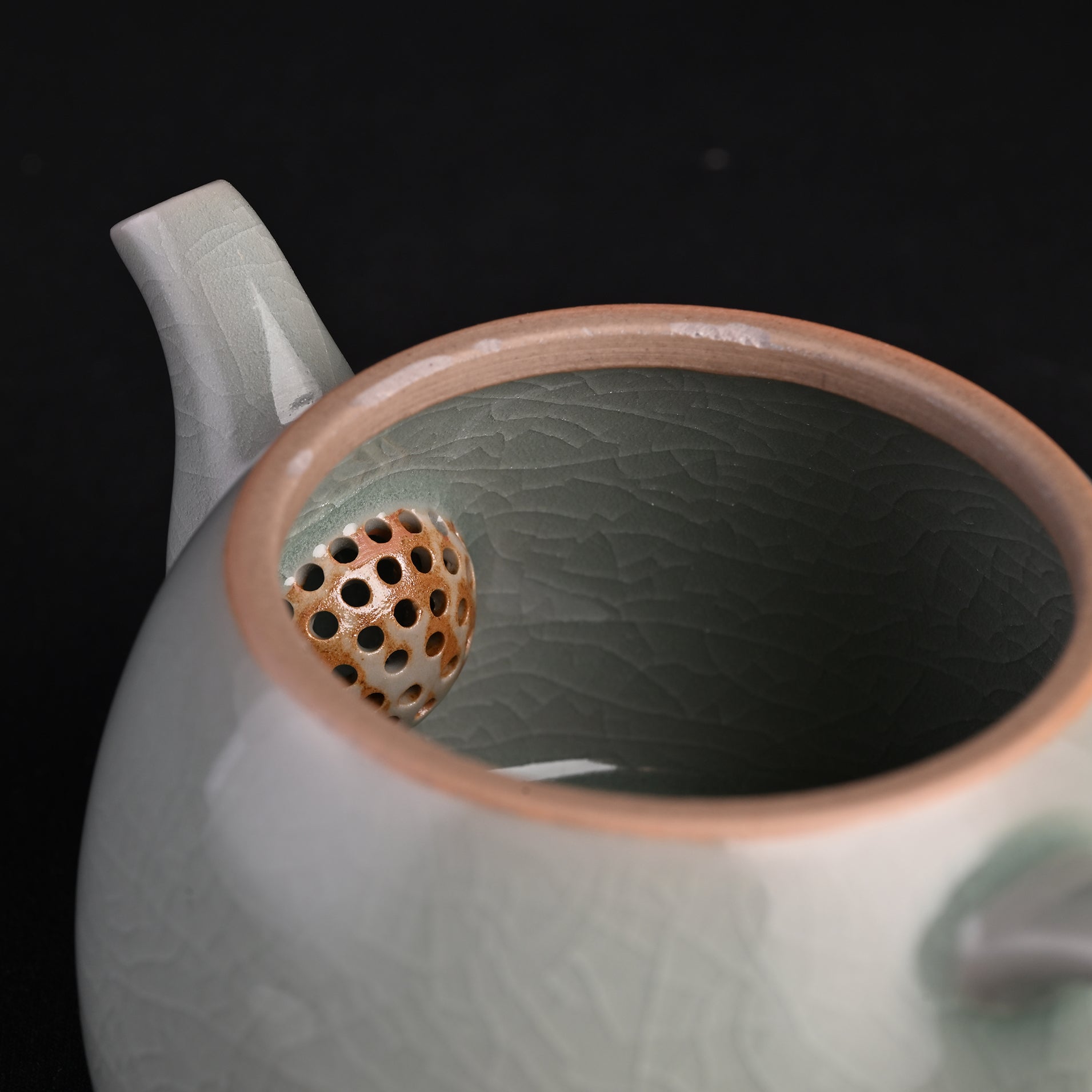 Natural Mineral Verdant Green Glaze Magnolia Teapot