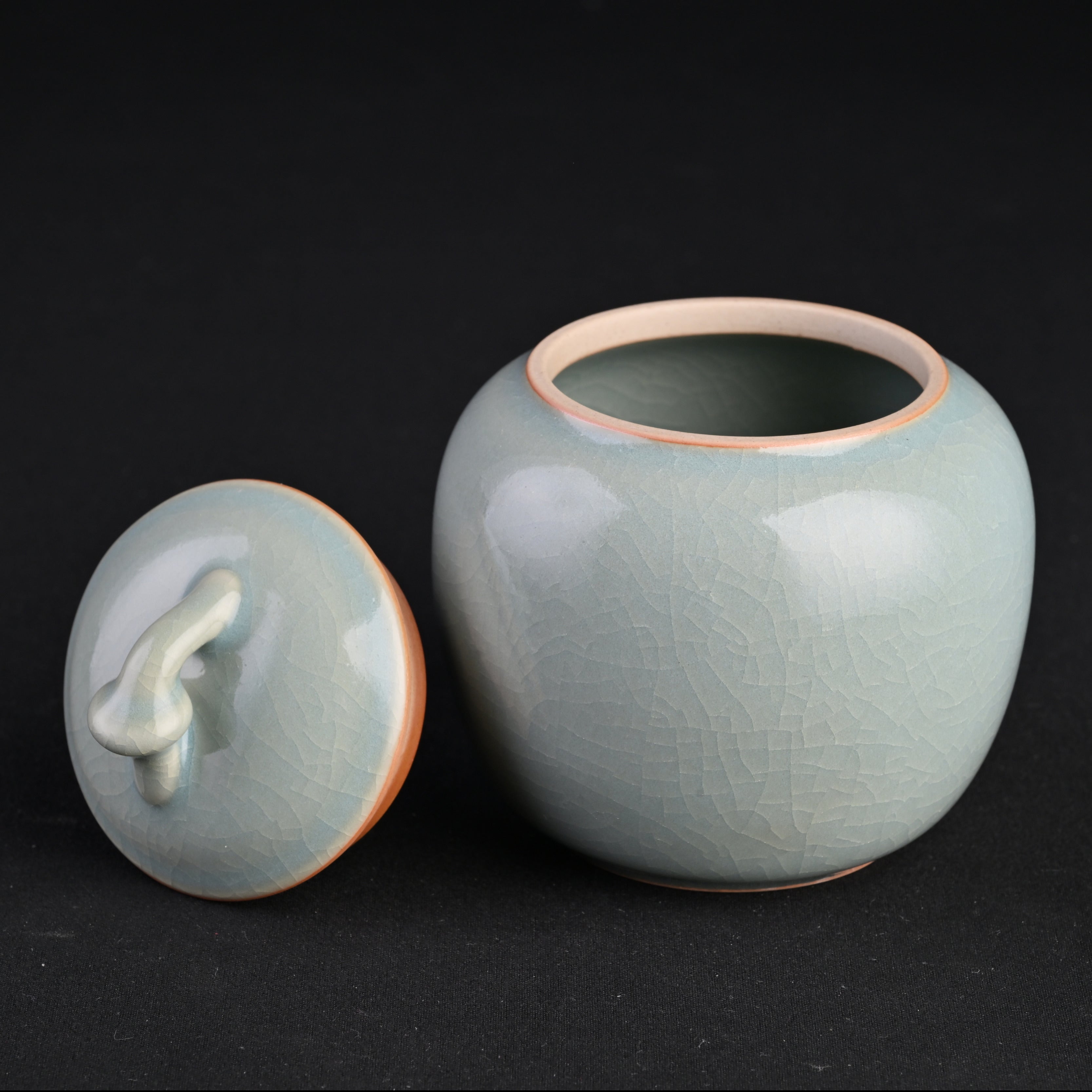 Natural Mineral Sky-Blue Glaze Tea Canister