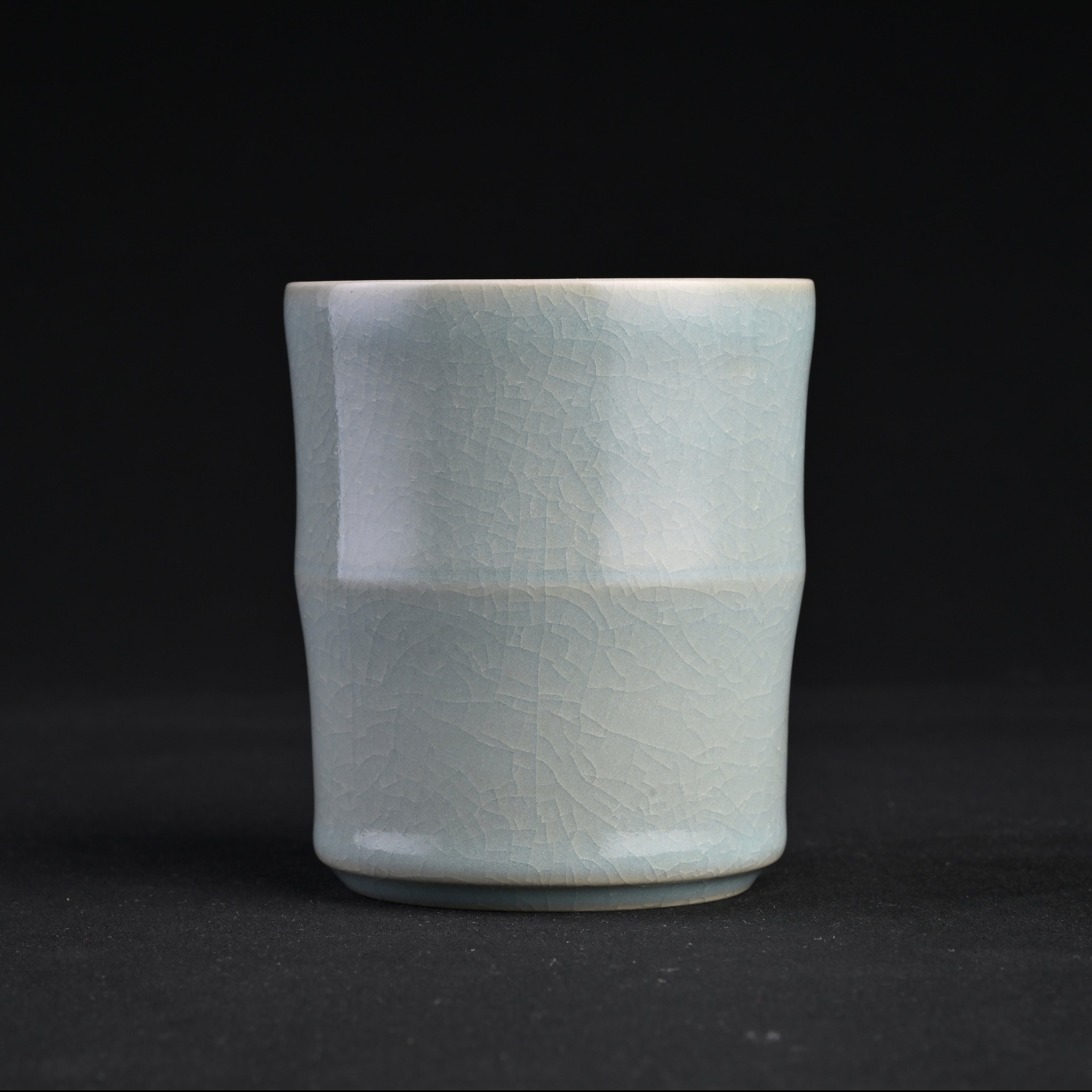 Natural Mineral Sky-Blue Glaze Bamboo-Section Cup (Large)