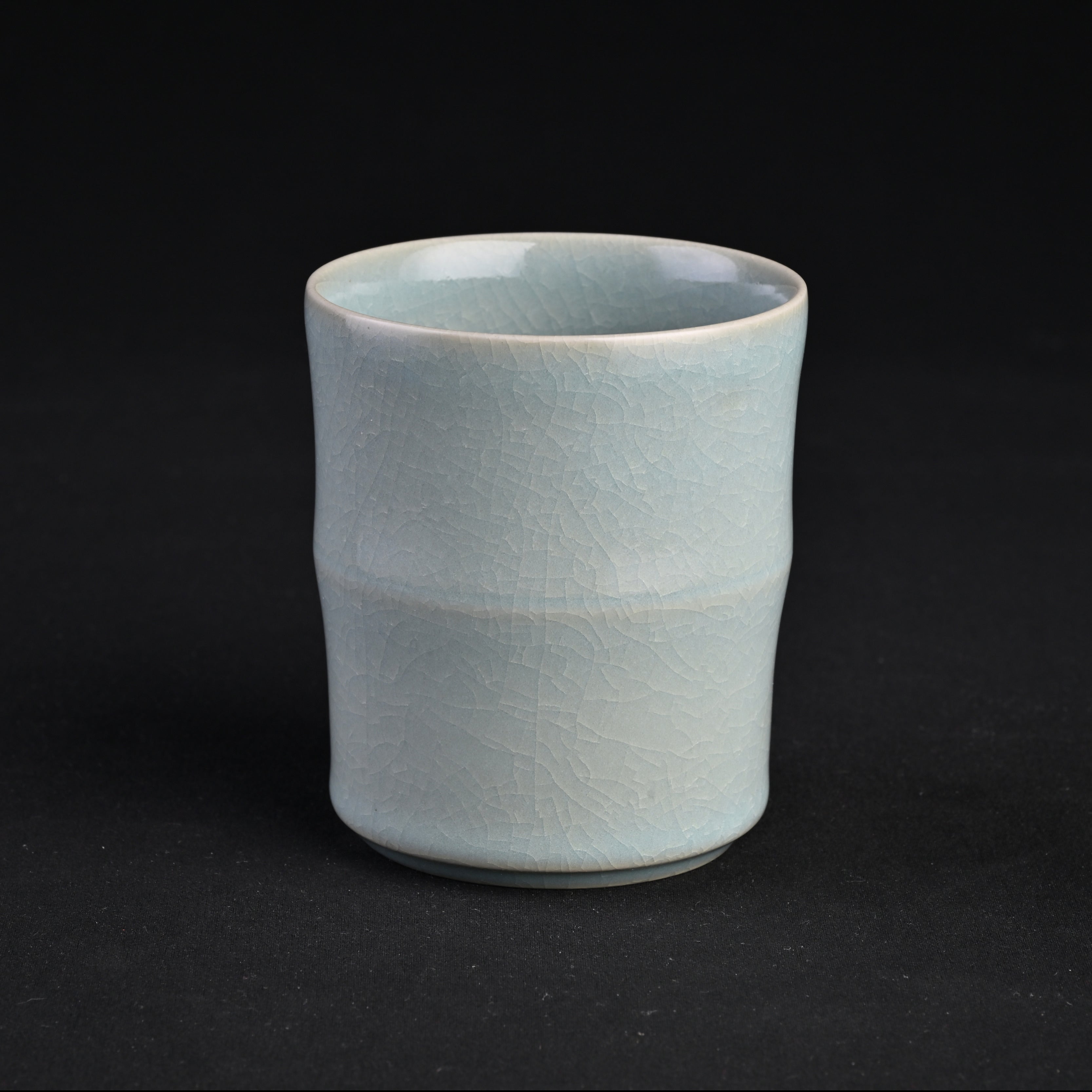 Natural Mineral Sky-Blue Glaze Bamboo-Section Cup (Large)