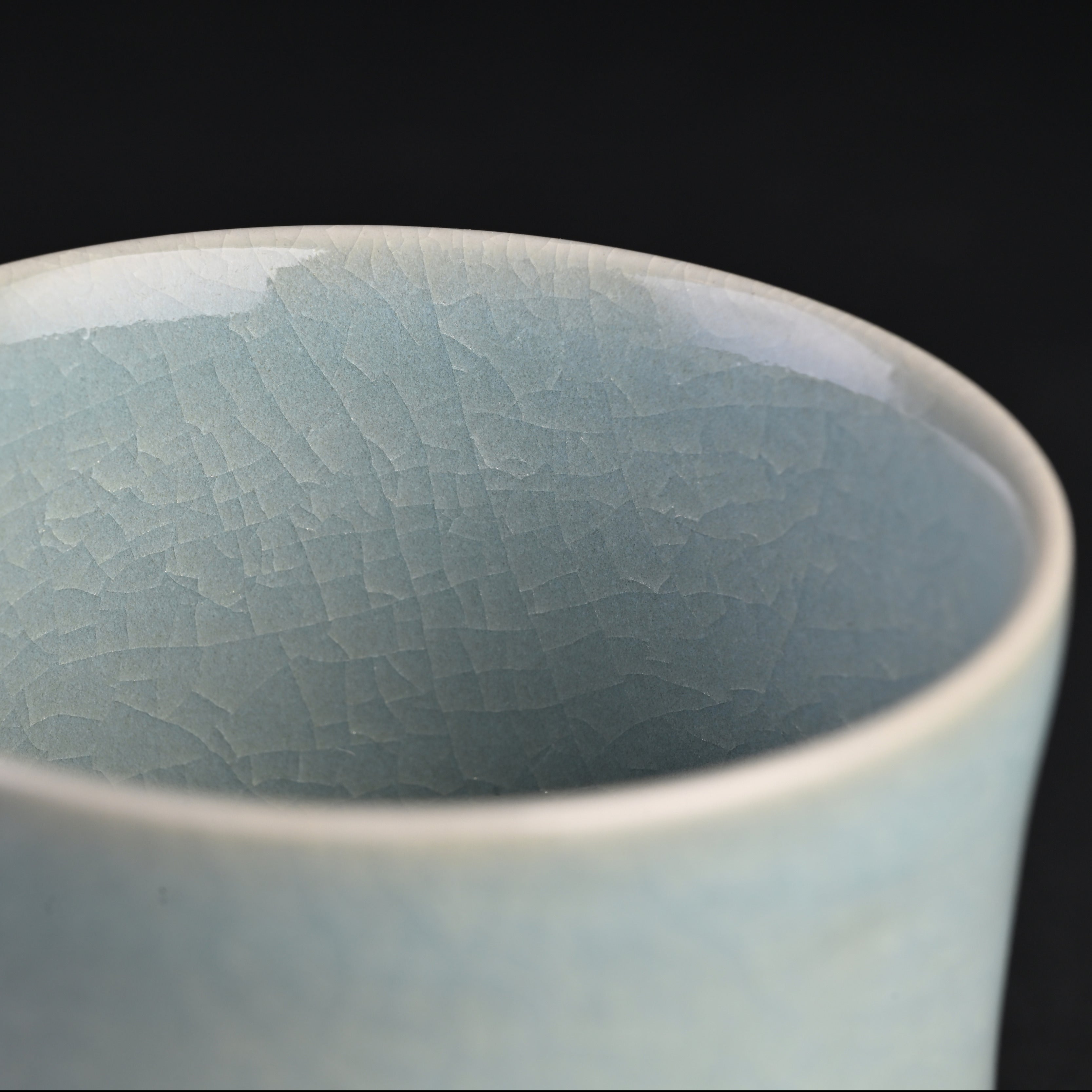 Natural Mineral Sky-Blue Glaze Bamboo-Section Cup (Large)
