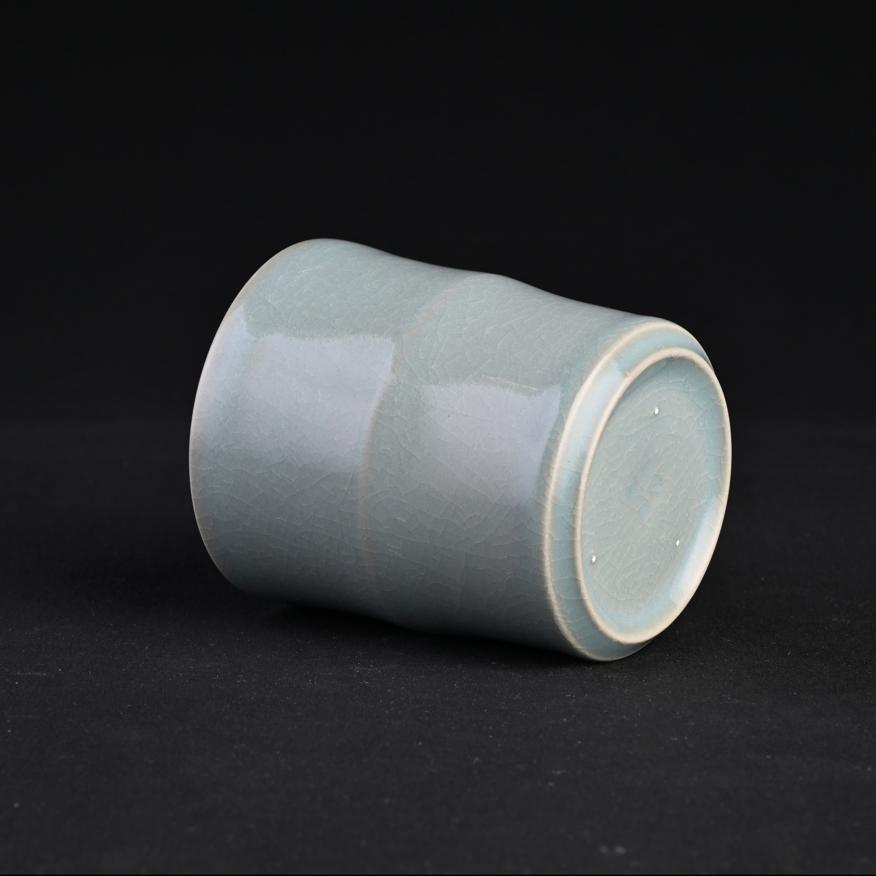 Natural Mineral Sky-Blue Glaze Bamboo-Section Cup (Large)