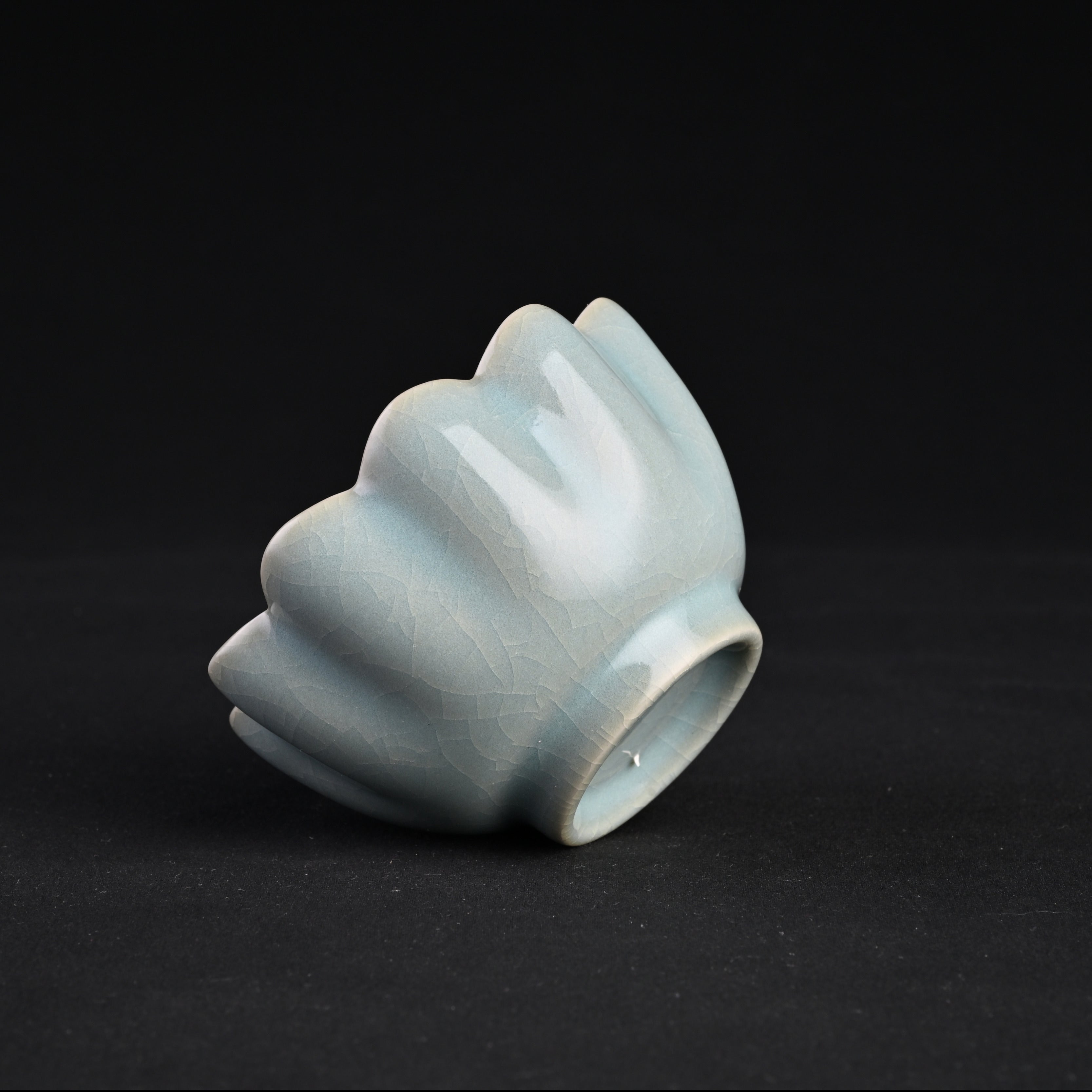 Natural Mineral Sky-Blue Glaze Lotus-Style Sake Warmer