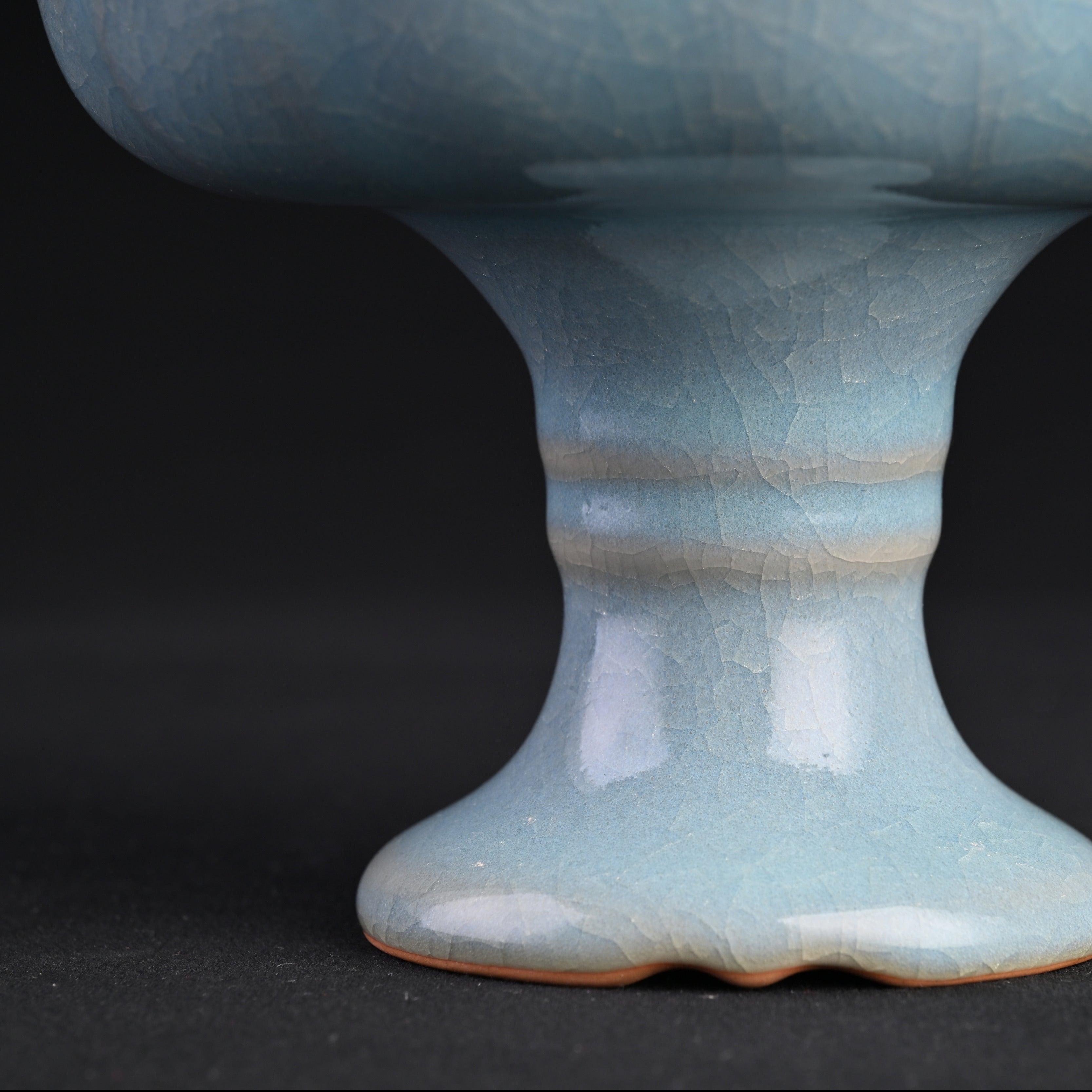 Natural Mineral Sky-Blue Glaze Lotus Incense Burner