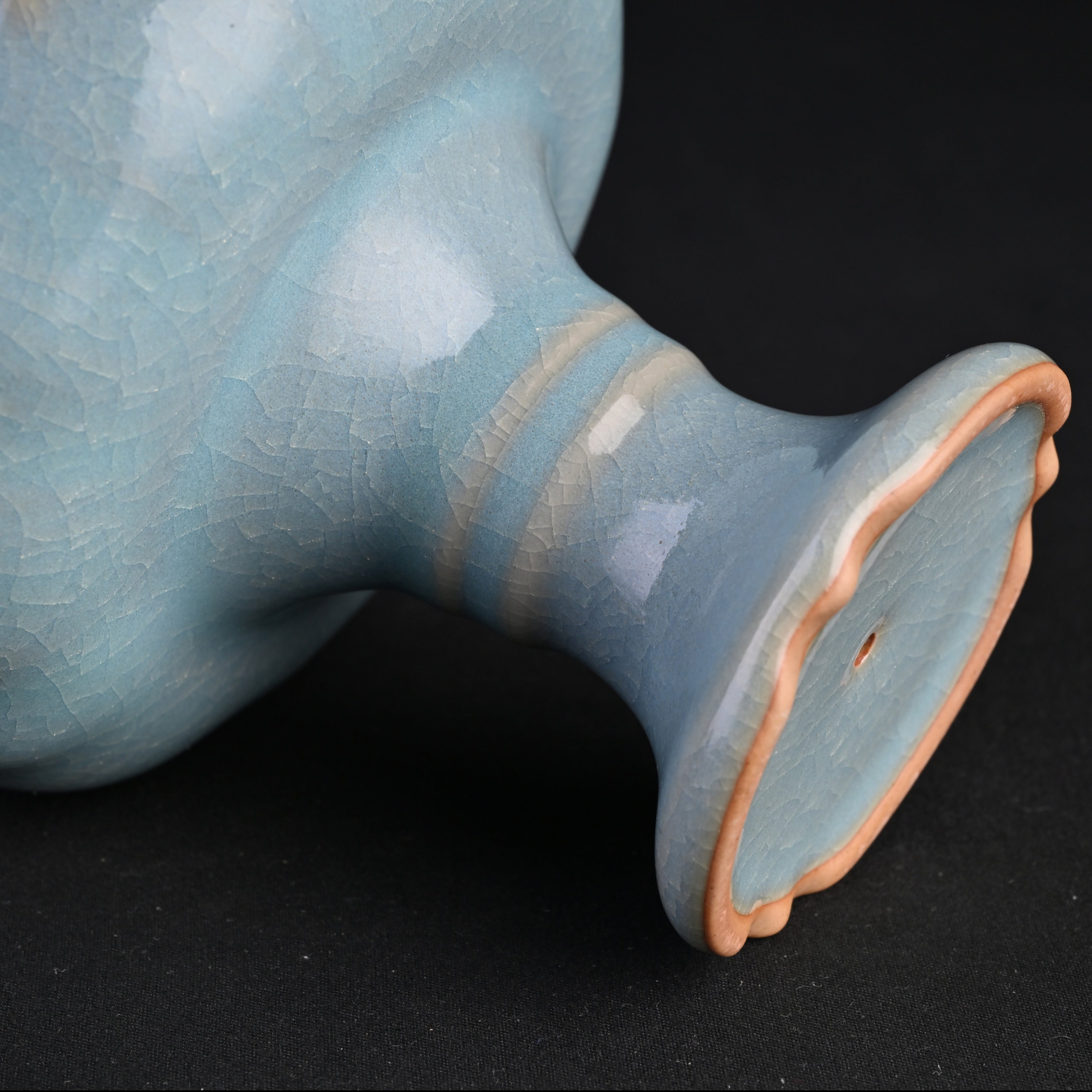 Natural Mineral Sky-Blue Glaze Lotus Incense Burner