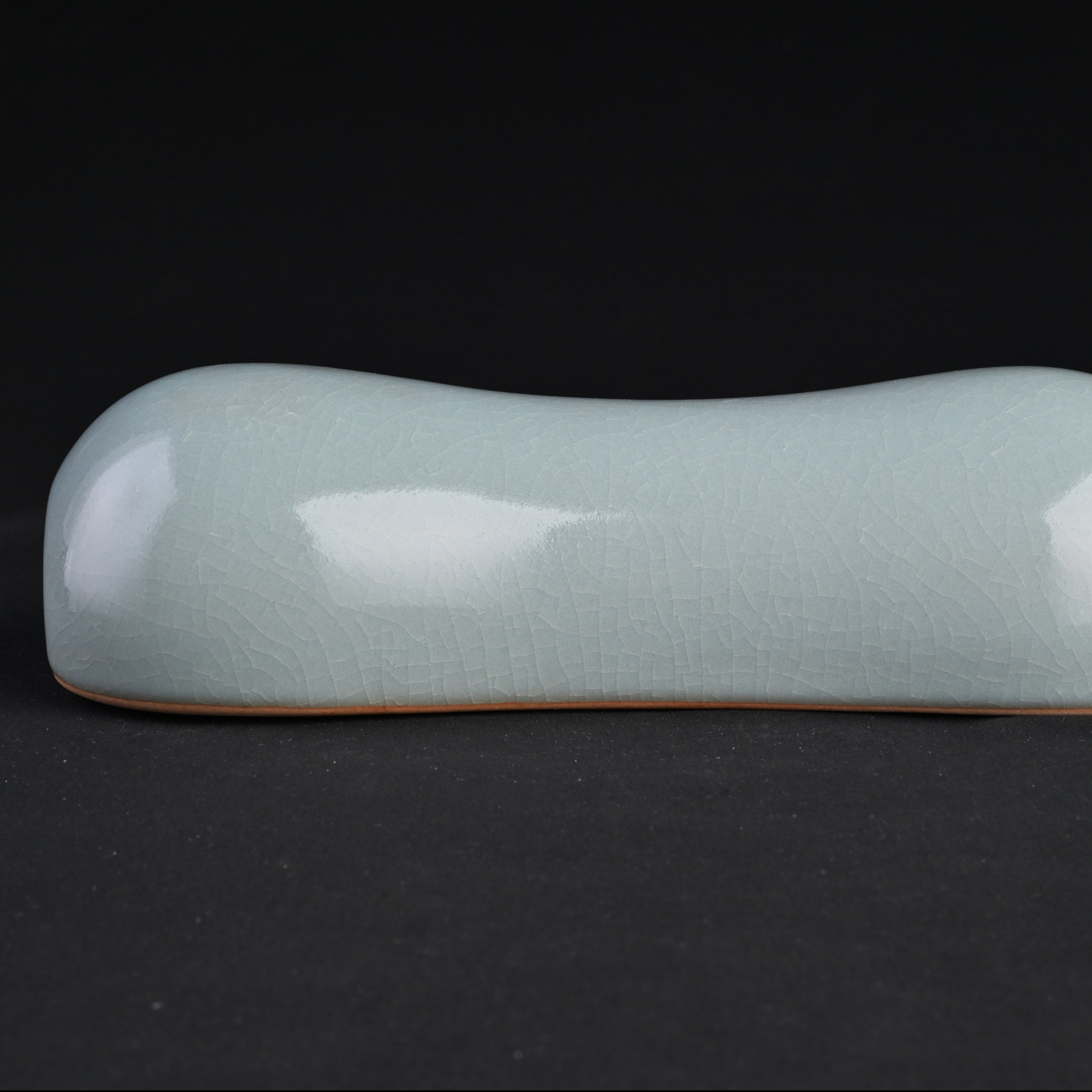 Natural Mineral Sky-Blue Glaze Ceramic Pillow Ornament
