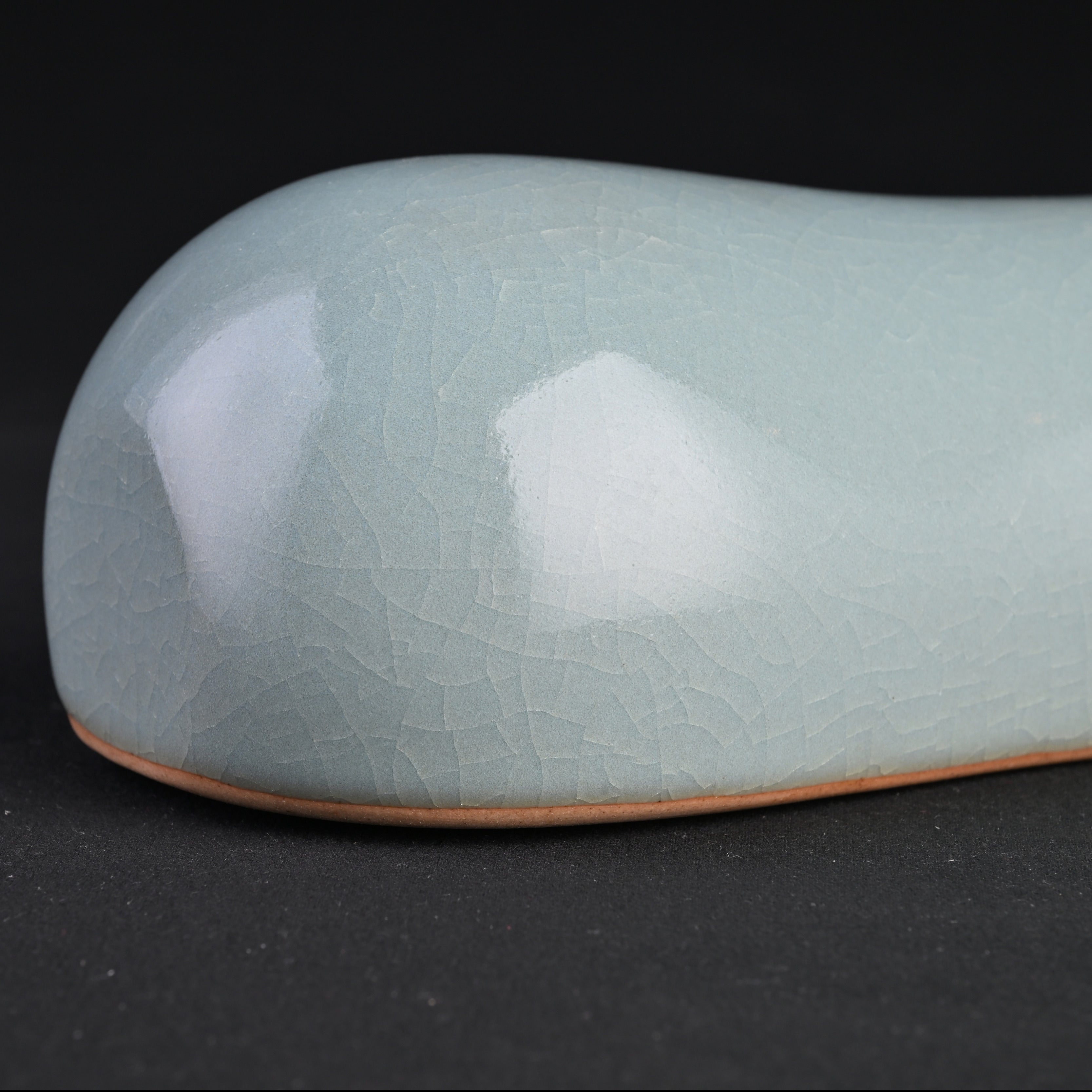 Natural Mineral Sky-Blue Glaze Ceramic Pillow Ornament