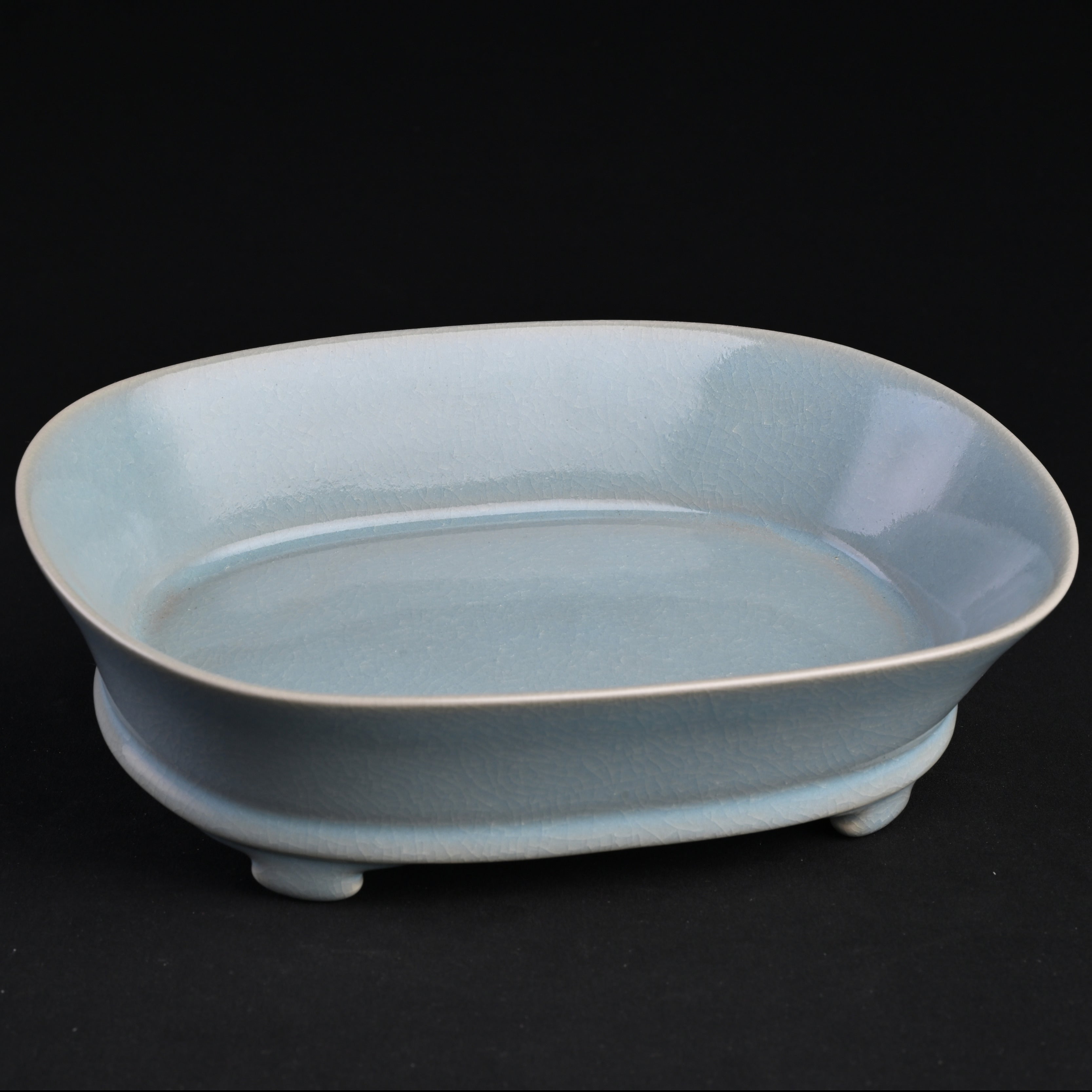 Natural Mineral Sky Blue Glaze Narcissus Plate