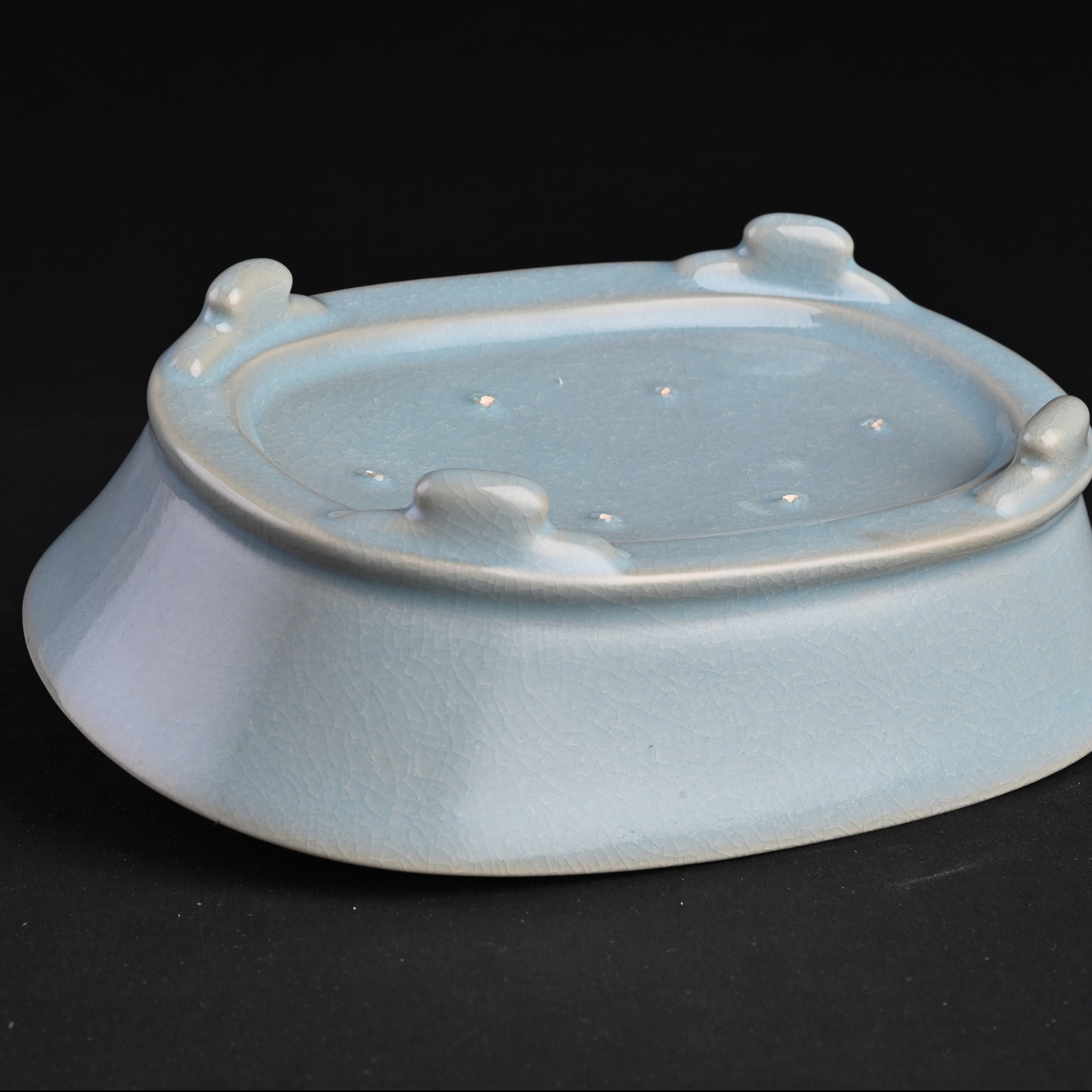 Natural Mineral Sky Blue Glaze Narcissus Plate