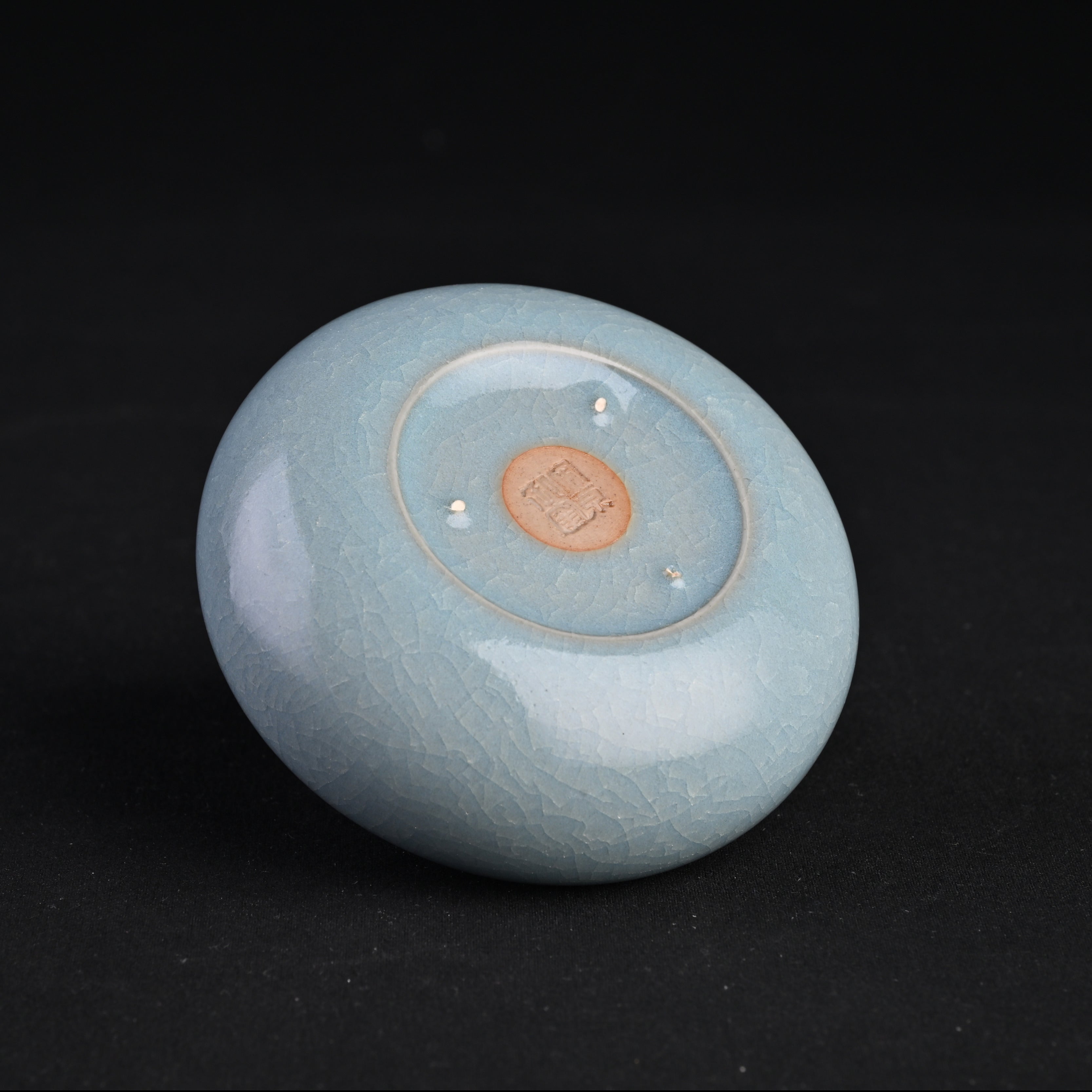 Natural Mineral Sky-Blue Glaze Fully Handmade Reclining Zen Cup