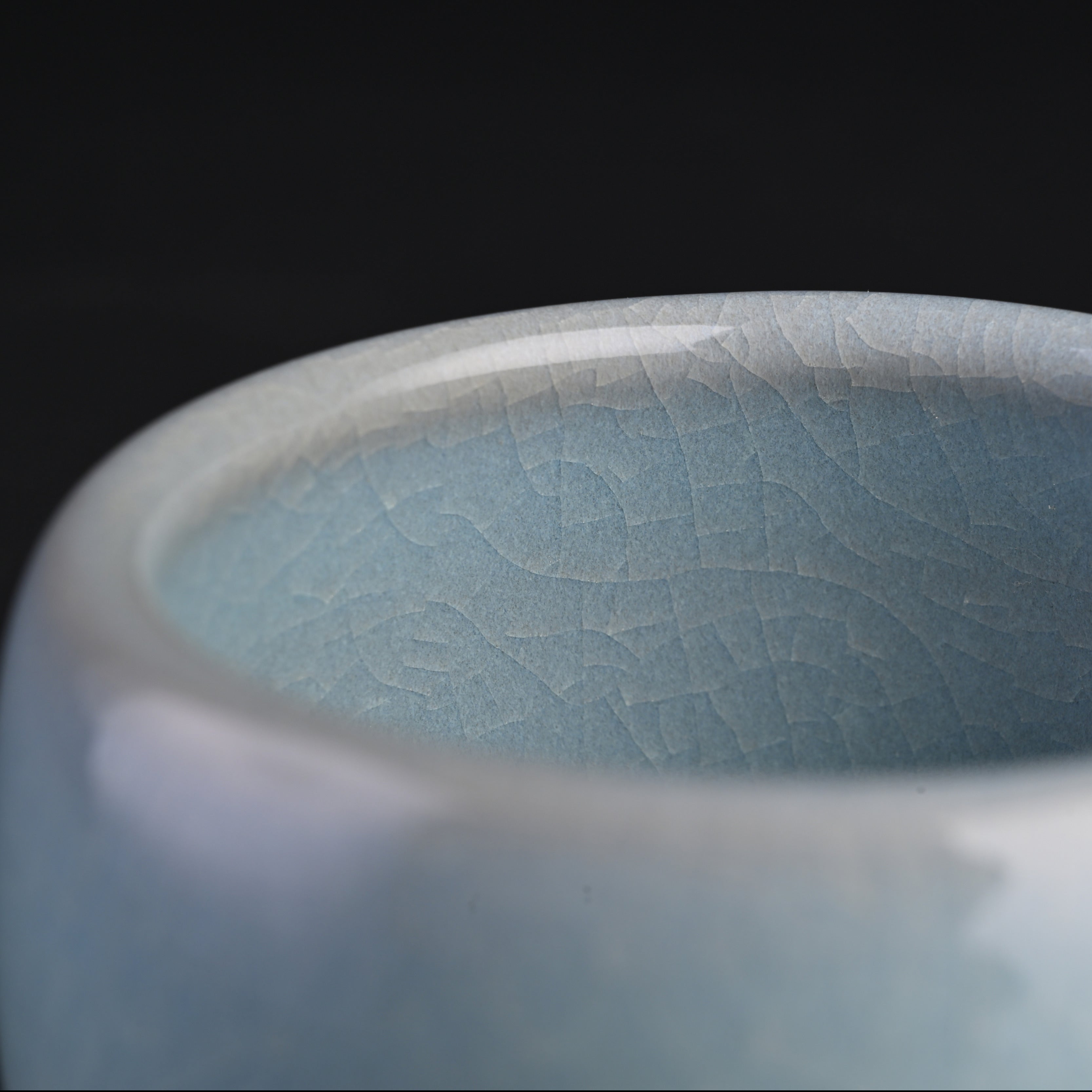 Natural Mineral Sky-Blue Glaze Dragon Egg Cup