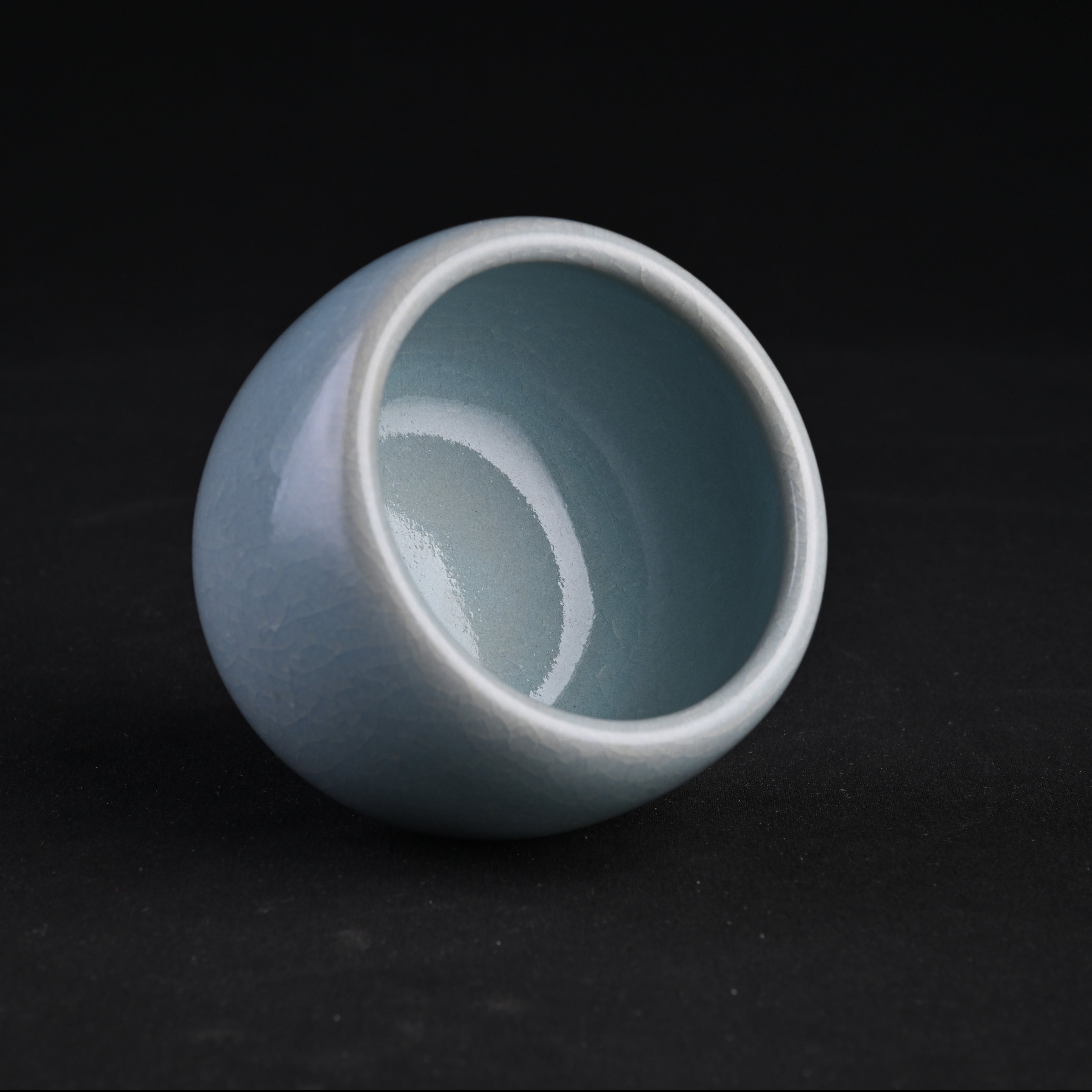 Natural Mineral Sky-Blue Glaze Dragon Egg Cup