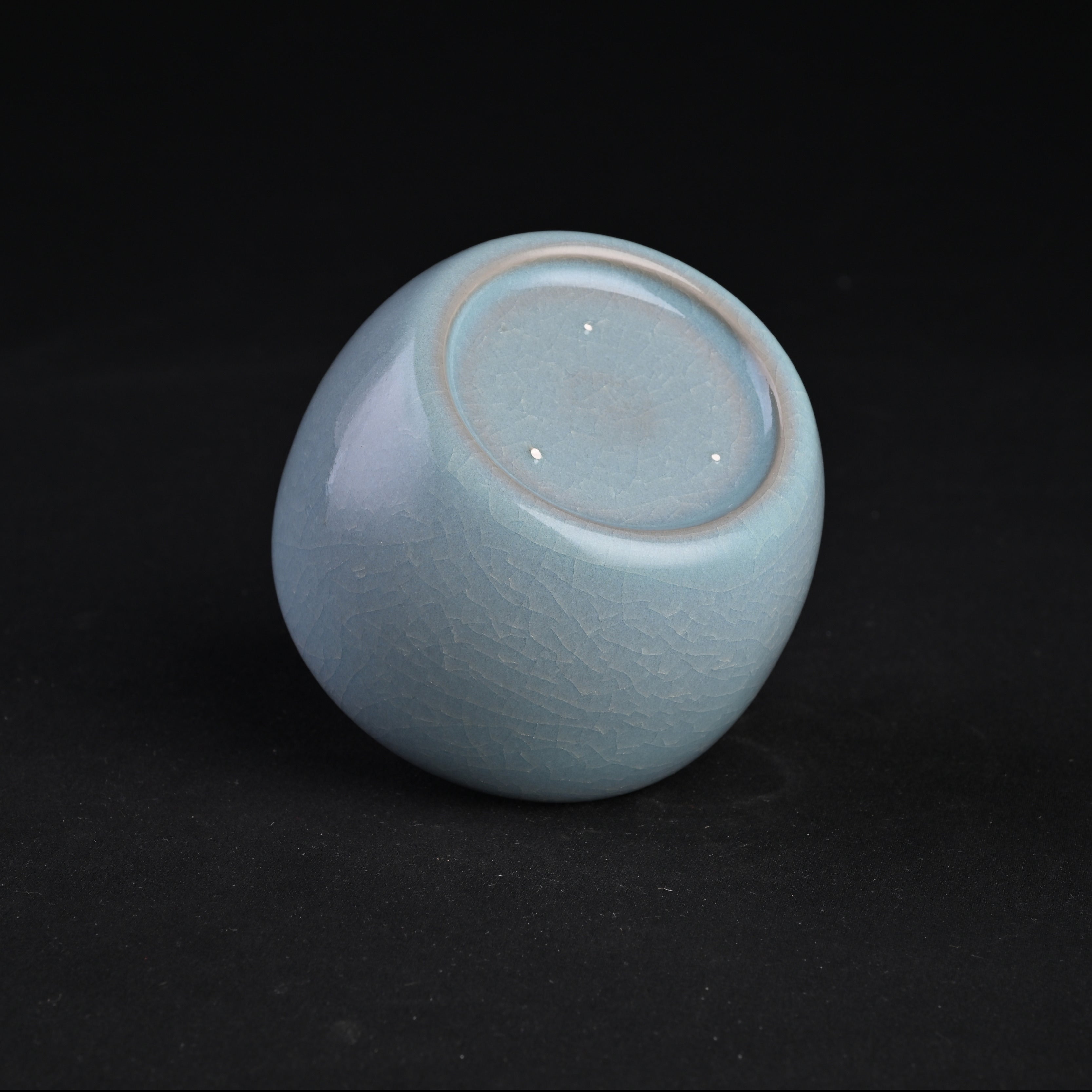 Natural Mineral Sky-Blue Glaze Dragon Egg Cup
