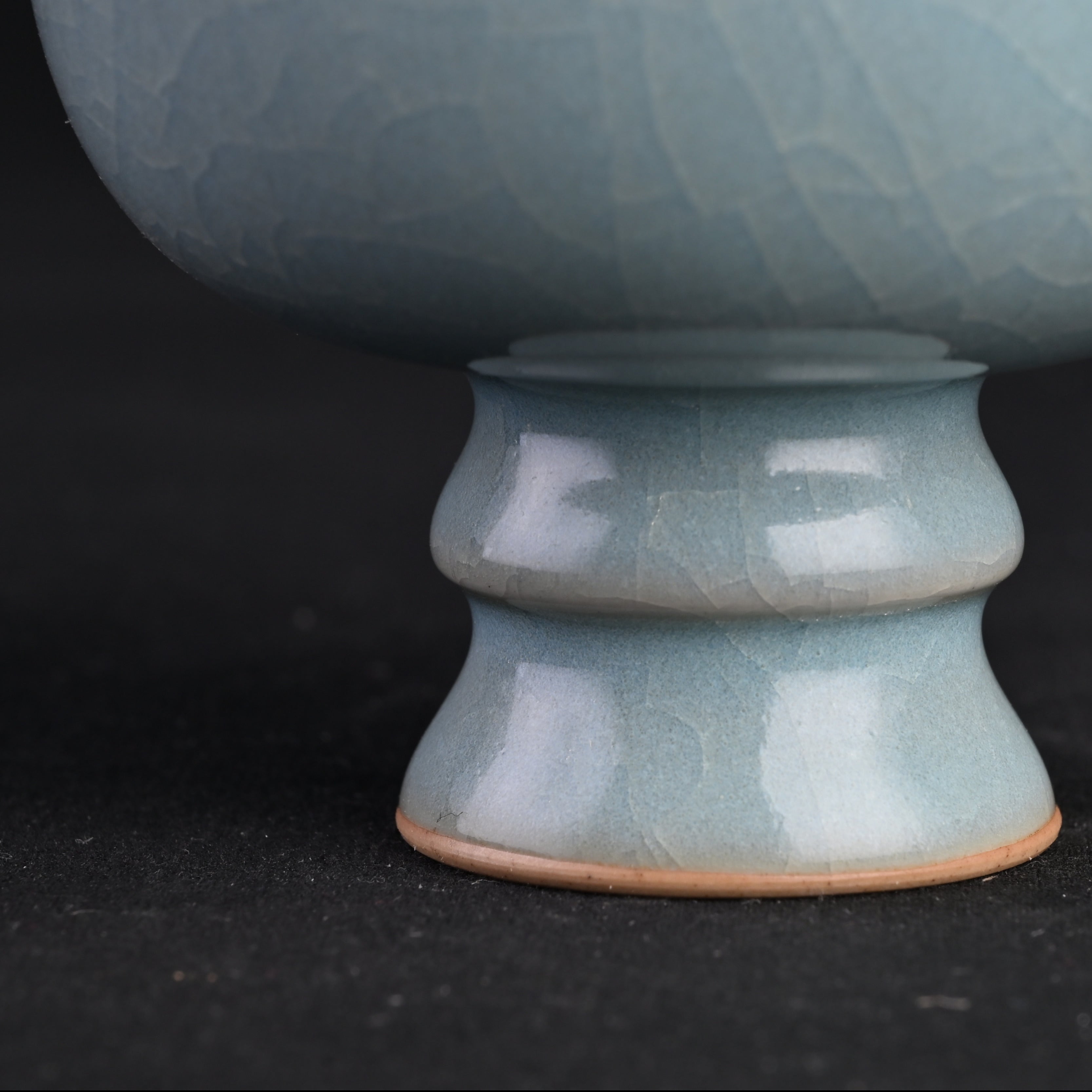 Natural Mineral Sky-Blue Glaze Fully Handmade Stemmed Cup