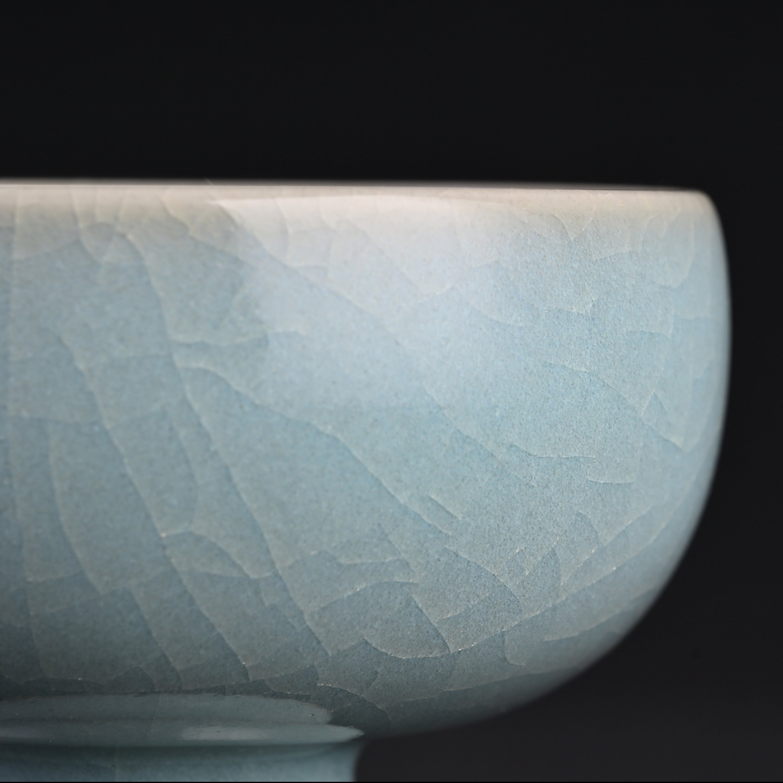 Natural Mineral Sky-Blue Glaze Fully Handmade Stemmed Cup