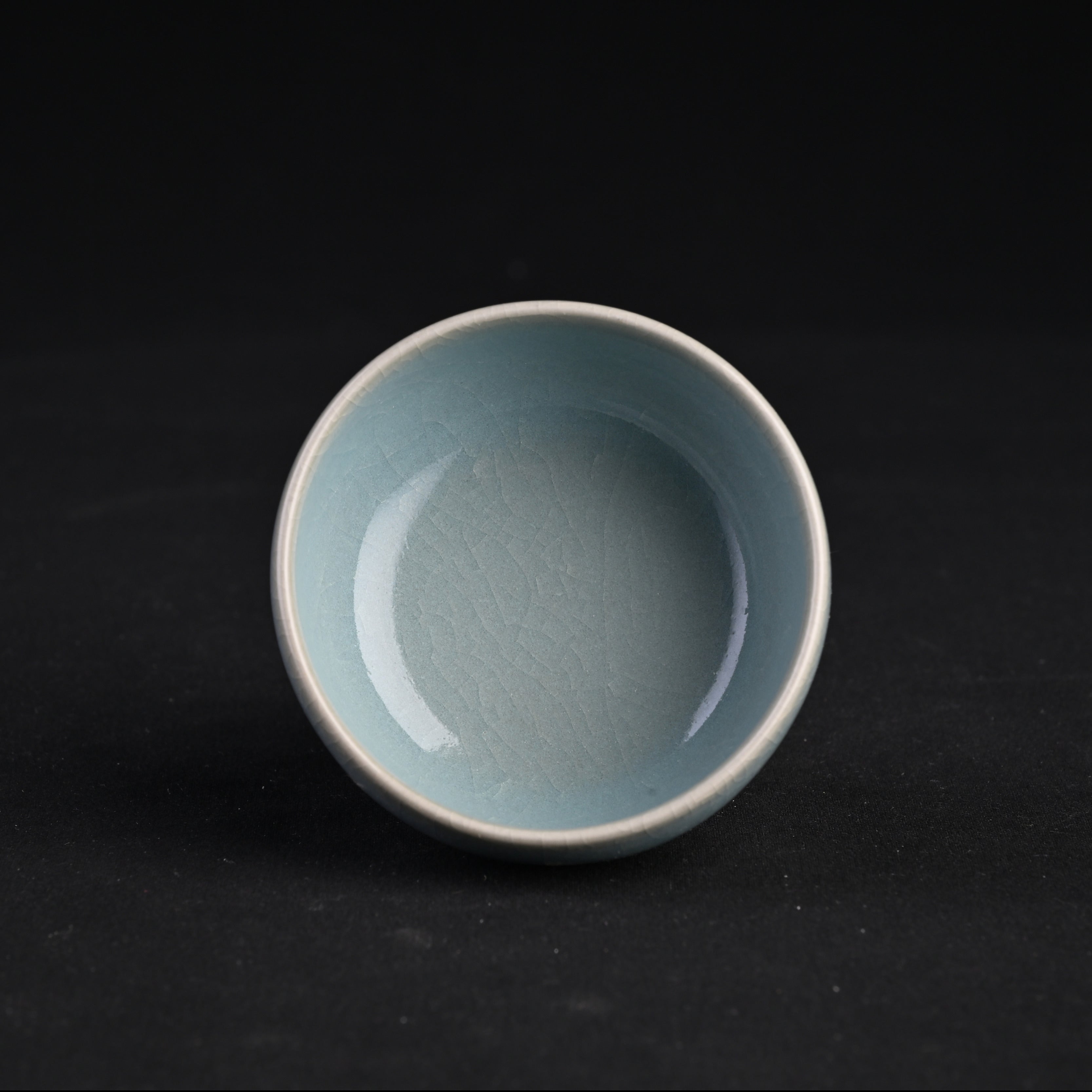 Natural Mineral Sky-Blue Glaze Fully Handmade Stemmed Cup