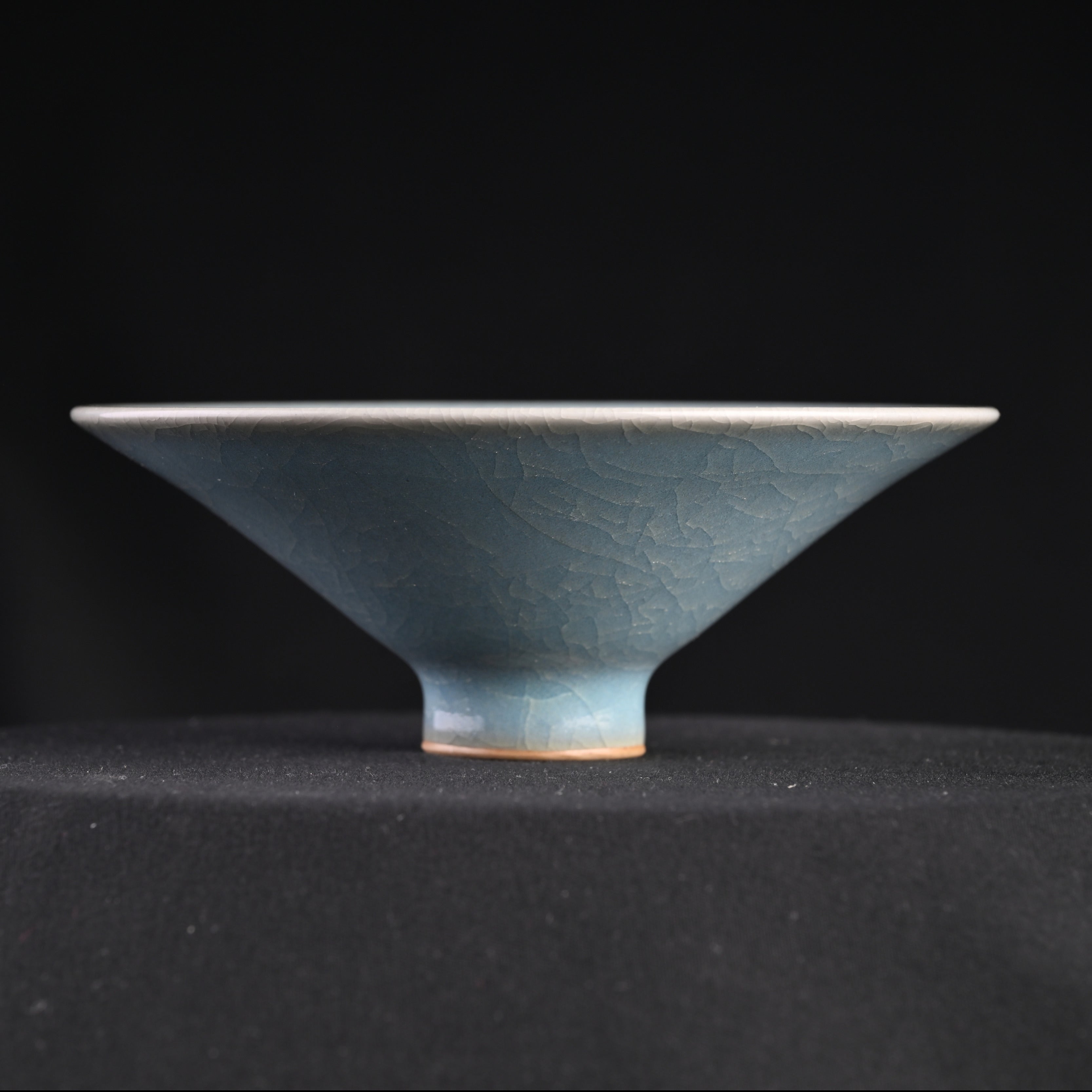 Natural Mineral Sky-Blue Glaze Fully Handmade Douli Bowl