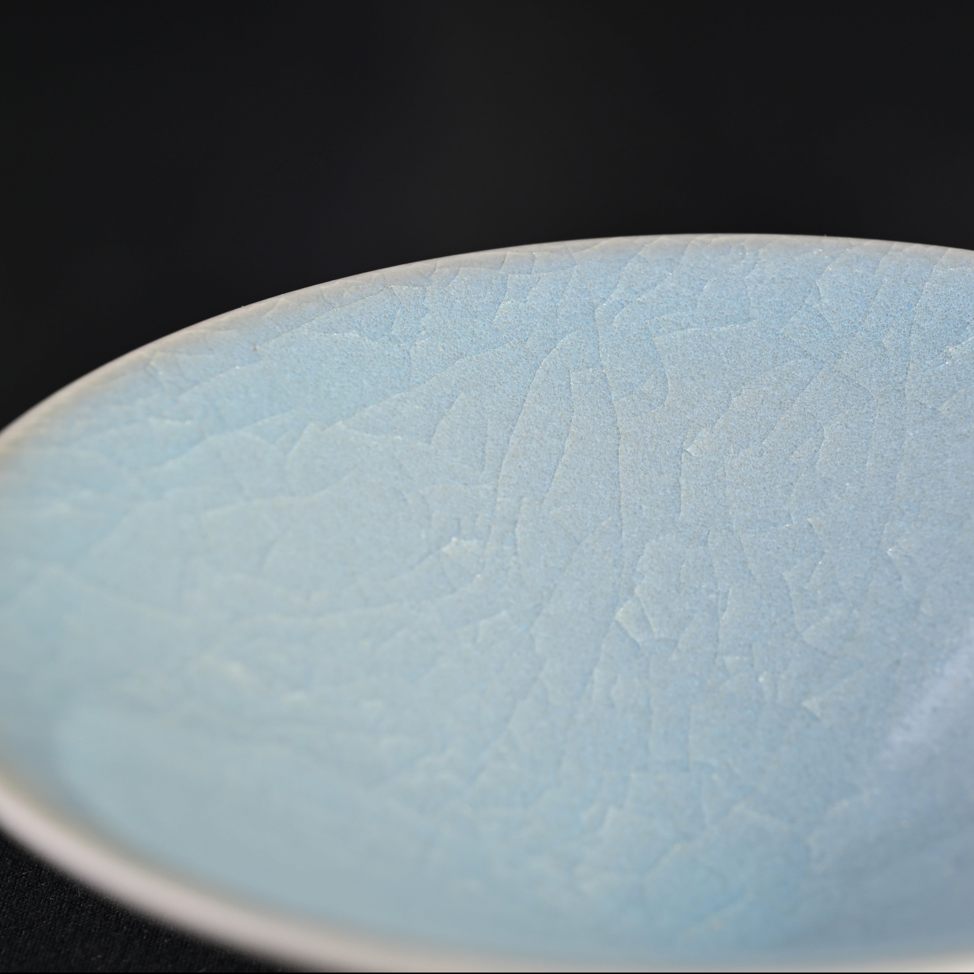 Natural Mineral Sky-Blue Glaze Fully Handmade Douli Bowl