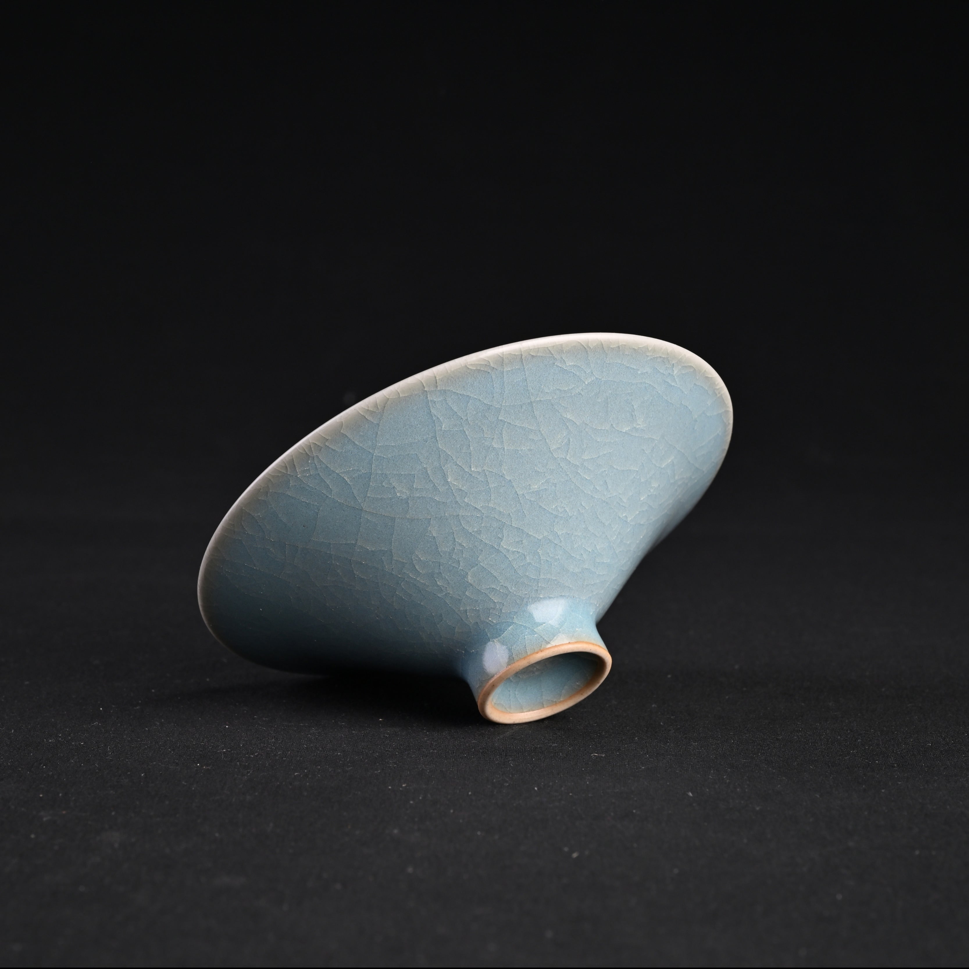 Natural Mineral Sky-Blue Glaze Fully Handmade Douli Bowl