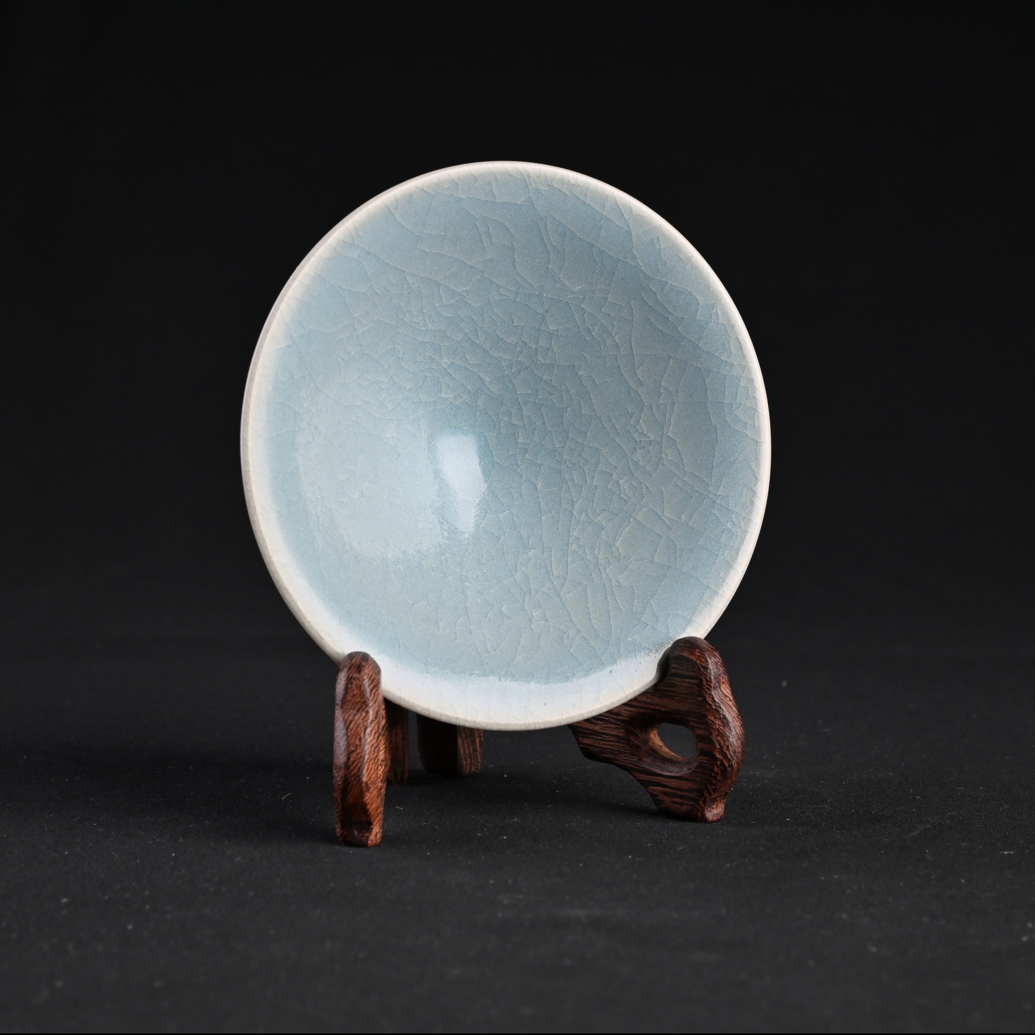 Natural Mineral Sky-Blue Glaze Fully Handmade Douli Bowl