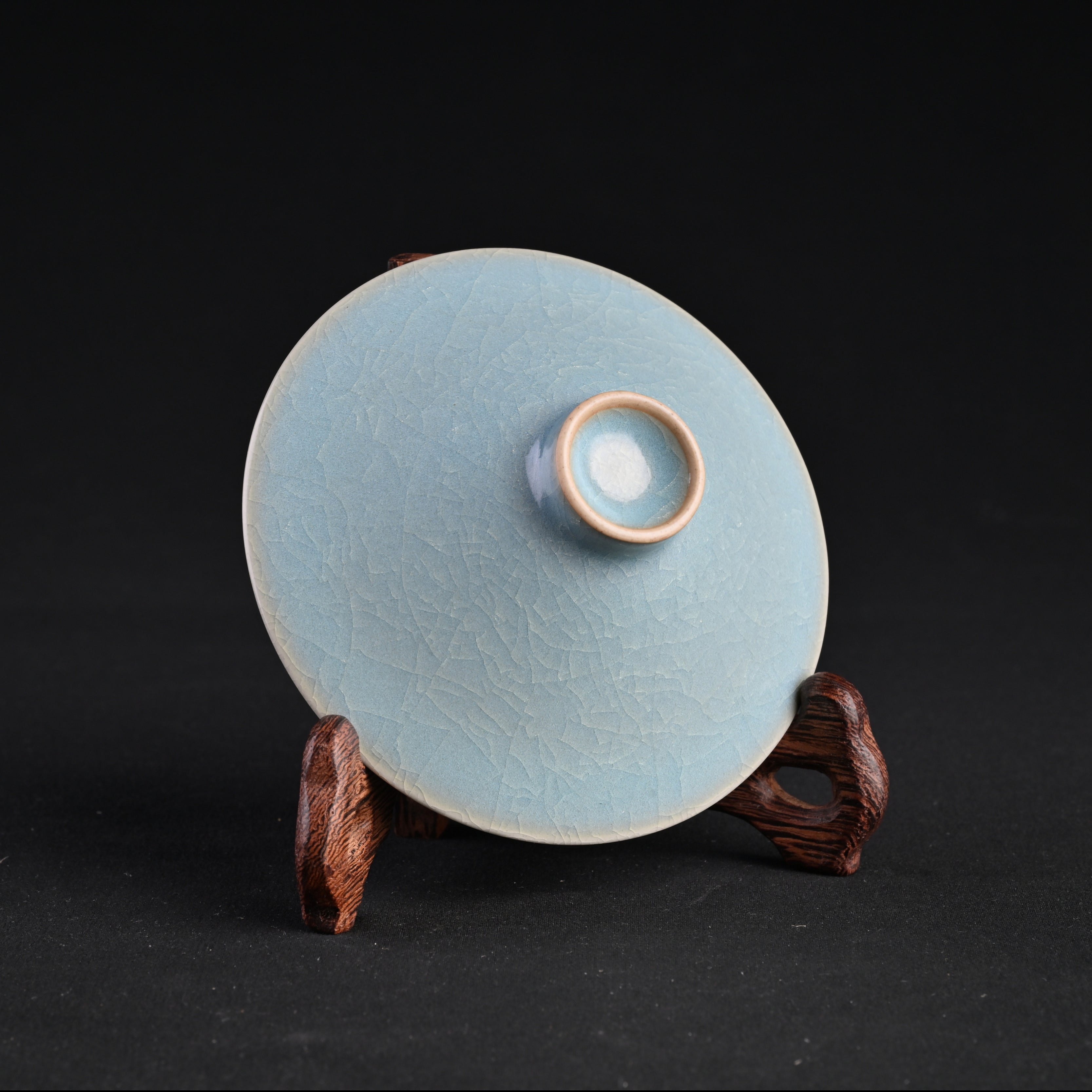 Natural Mineral Sky-Blue Glaze Fully Handmade Douli Bowl
