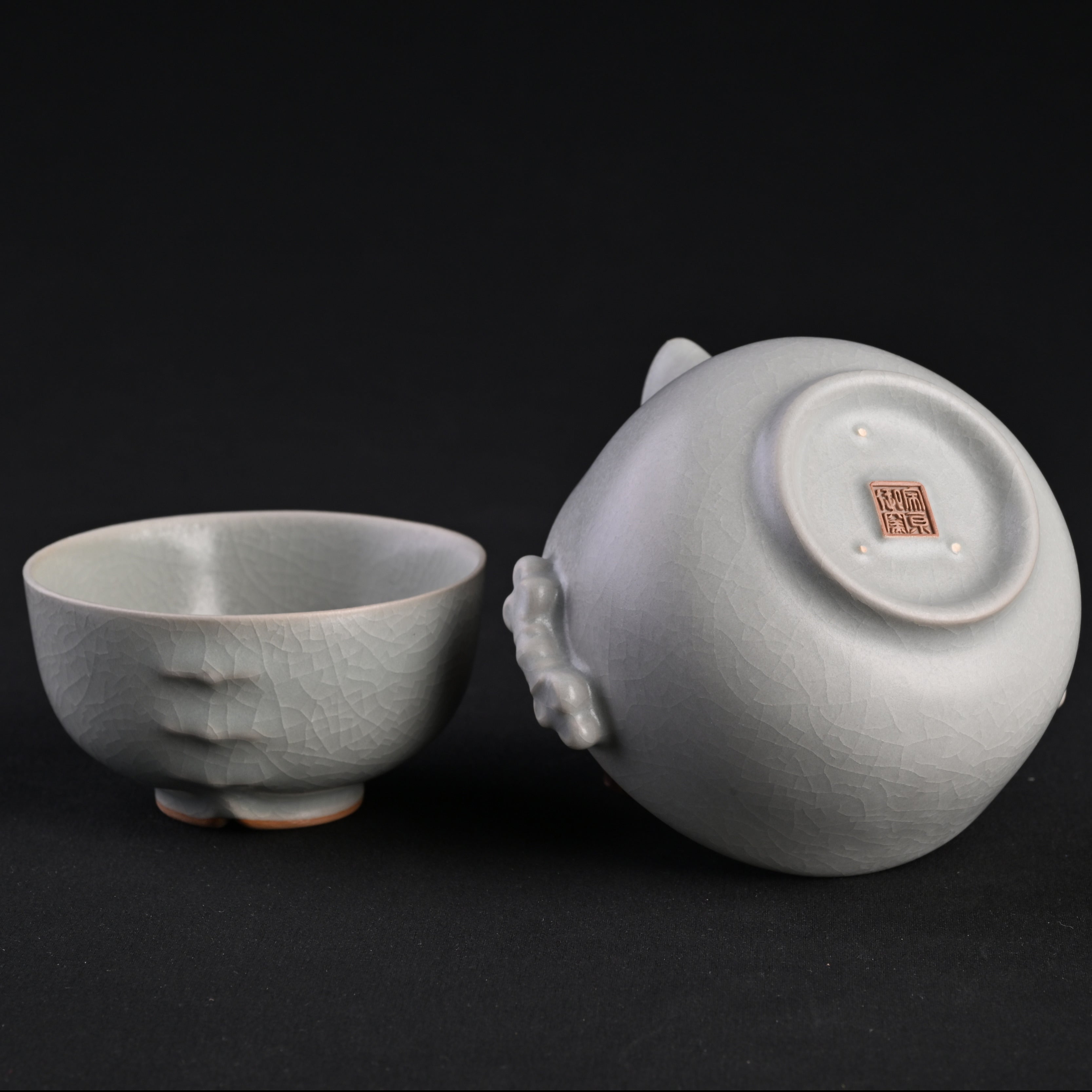 復焼 月白釉 簡易茶器セット