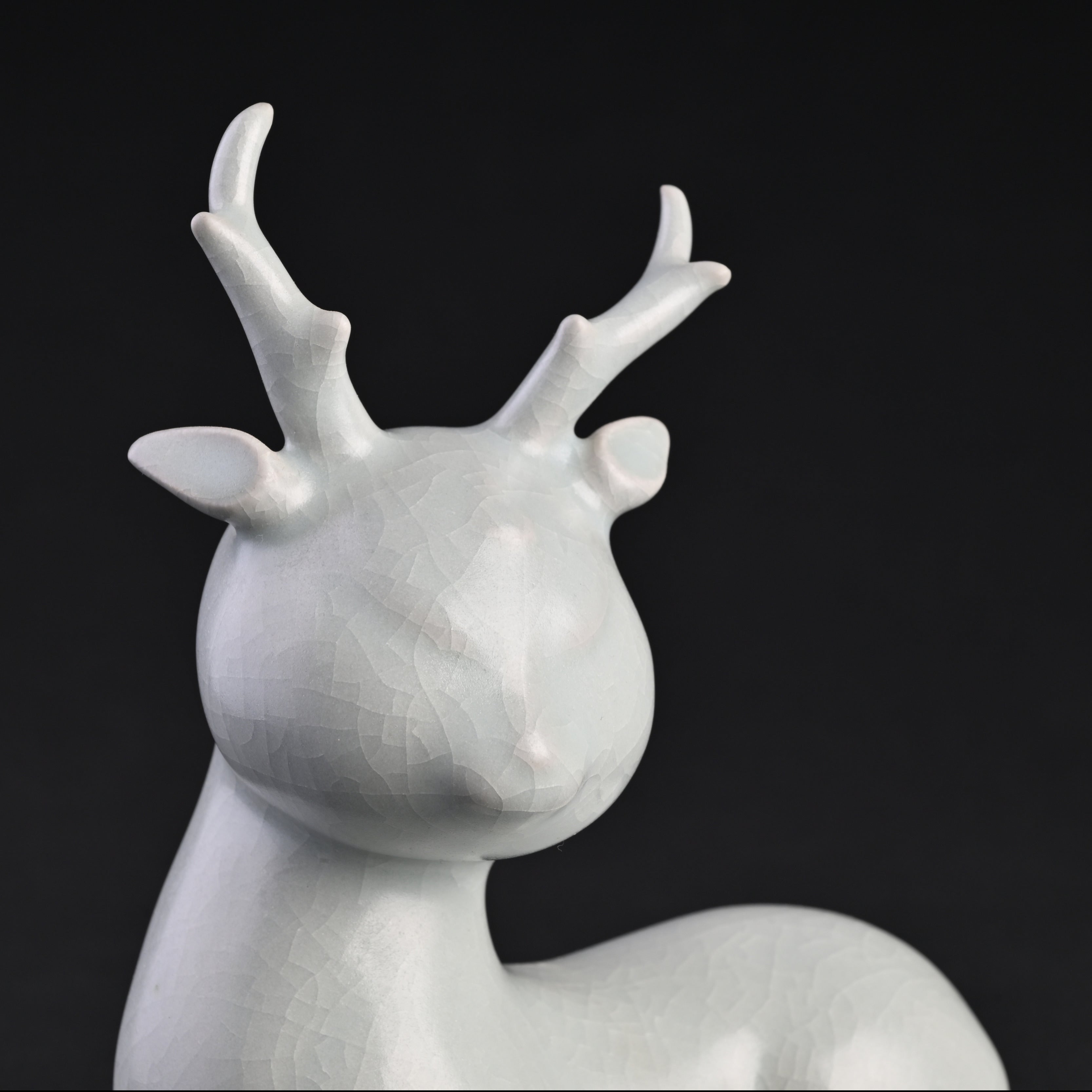 Re-fired Moon White Glaze Deer Ornament