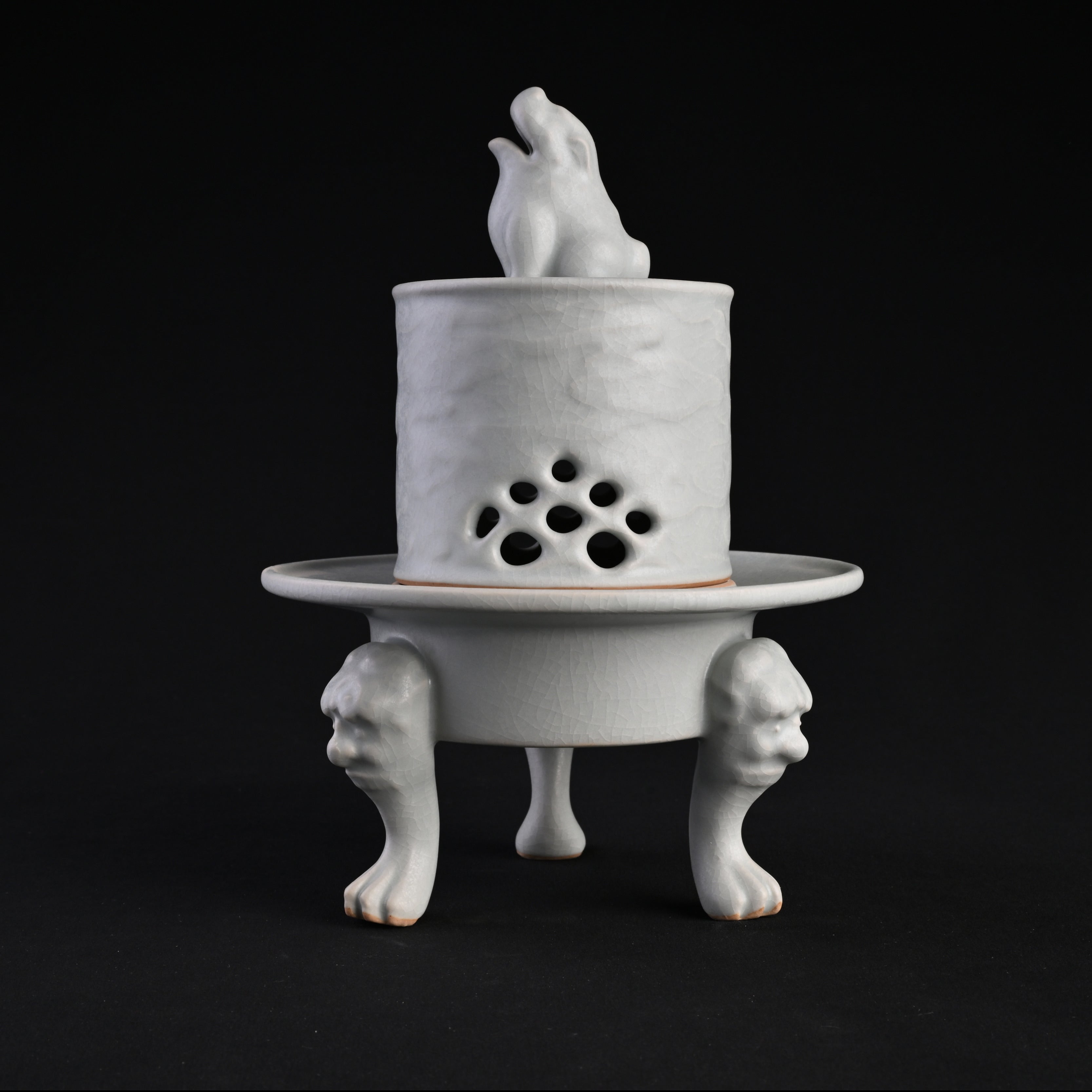 Re-fired Moon White Glaze Yuntian Incense Burner