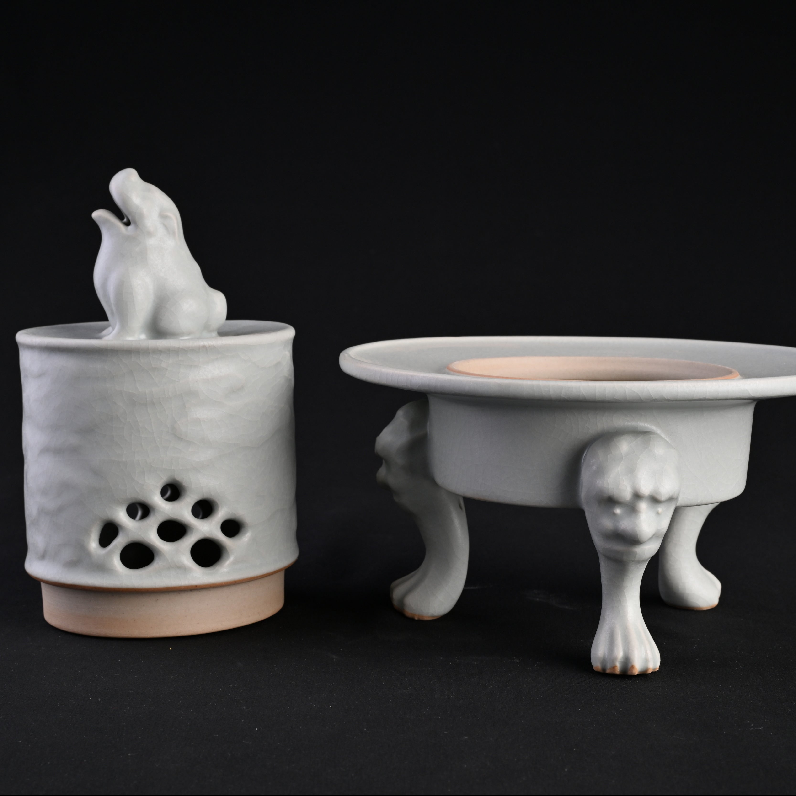 Re-fired Moon White Glaze Yuntian Incense Burner