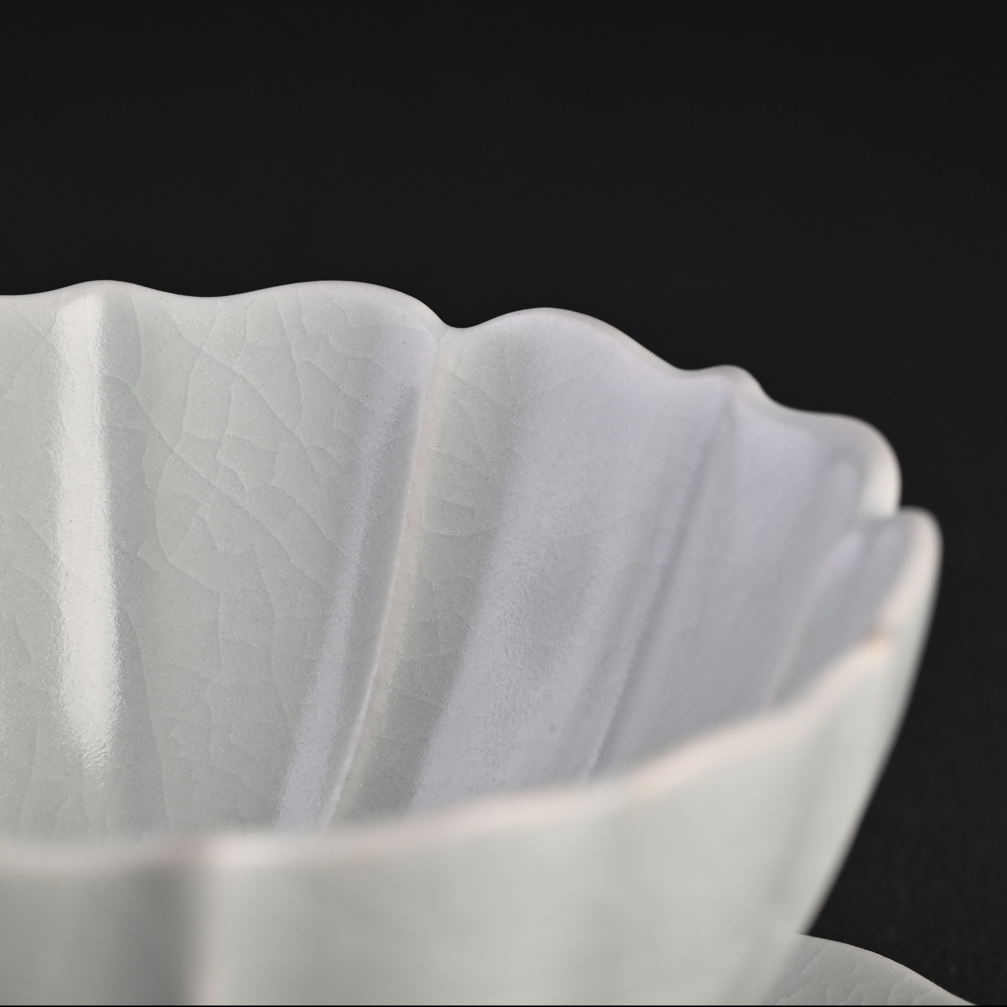 Re-fired Moon White Glaze Lotus Tea Bowl