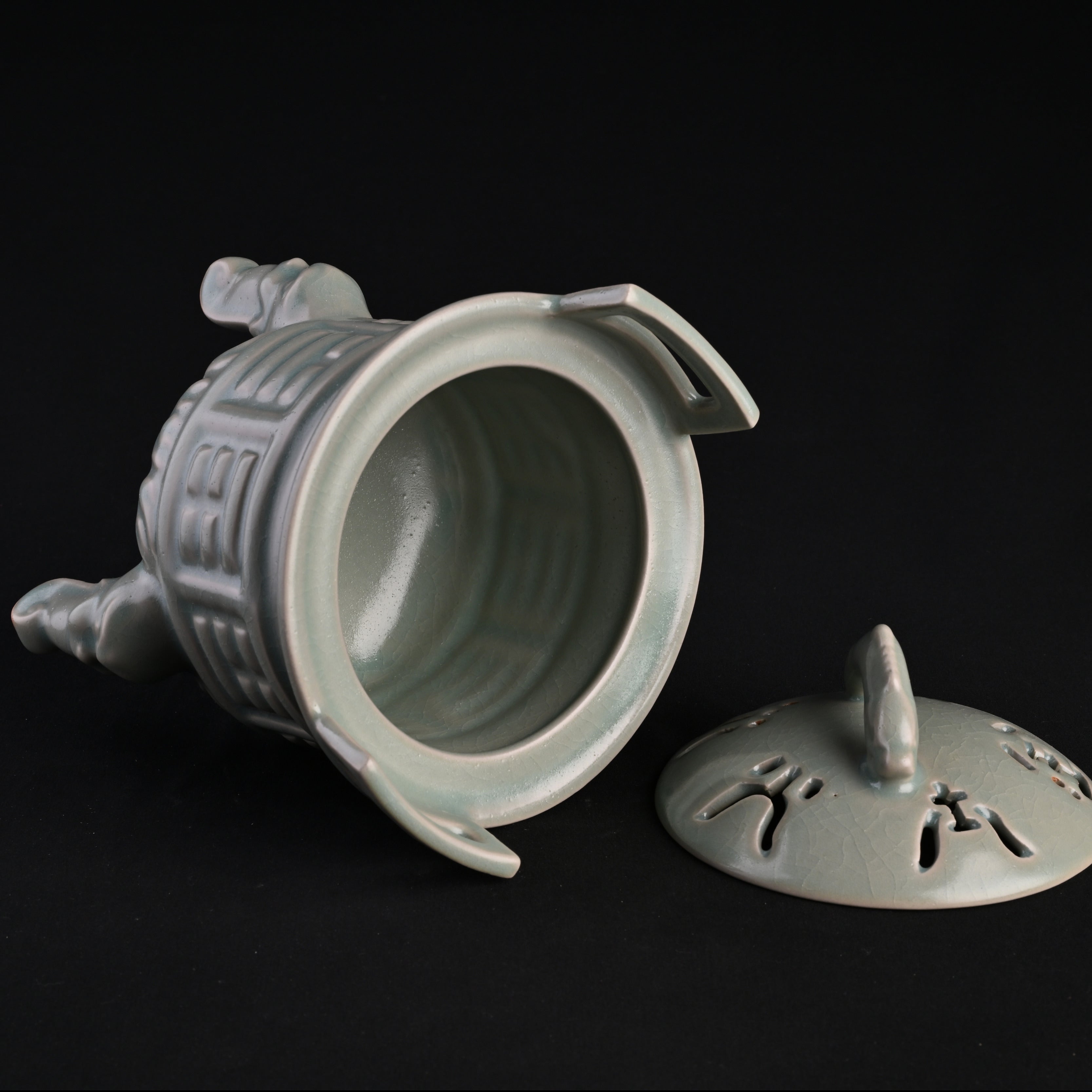 Refired Official Blue Glaze Five Elements Bagua Censer