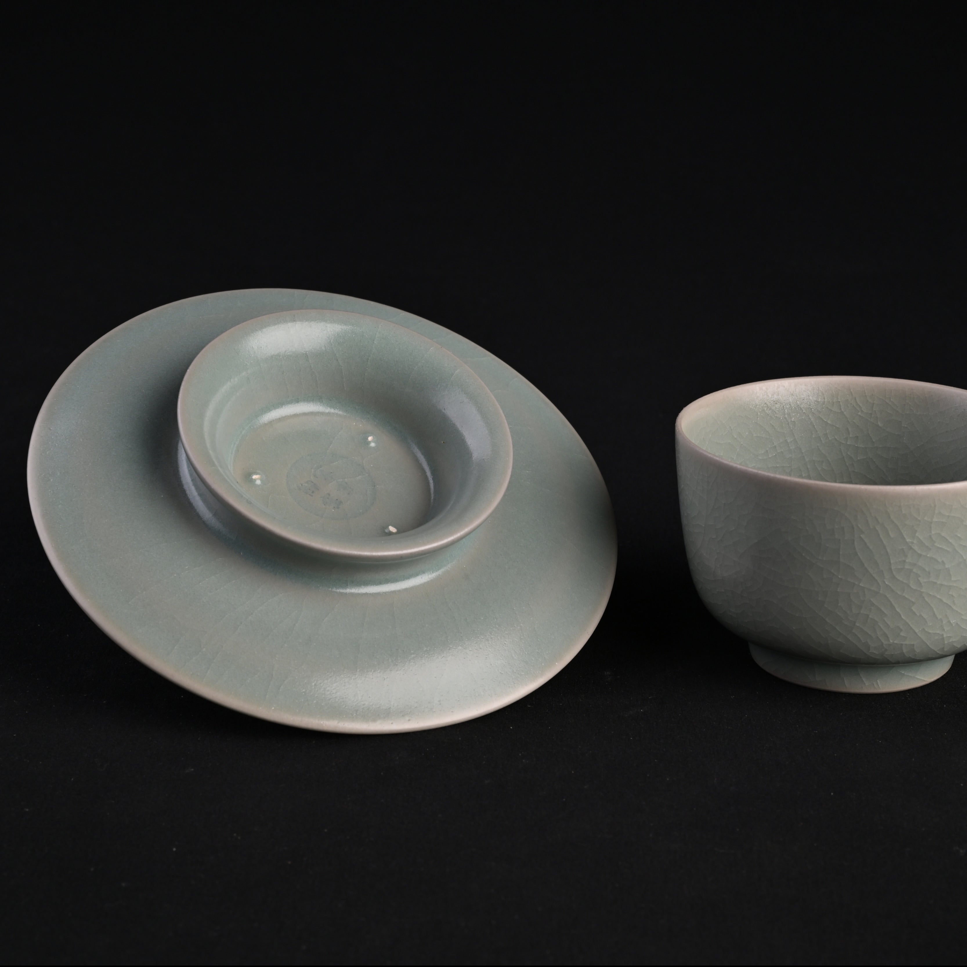 Refired Official Blue Glaze Song Tea Bowl