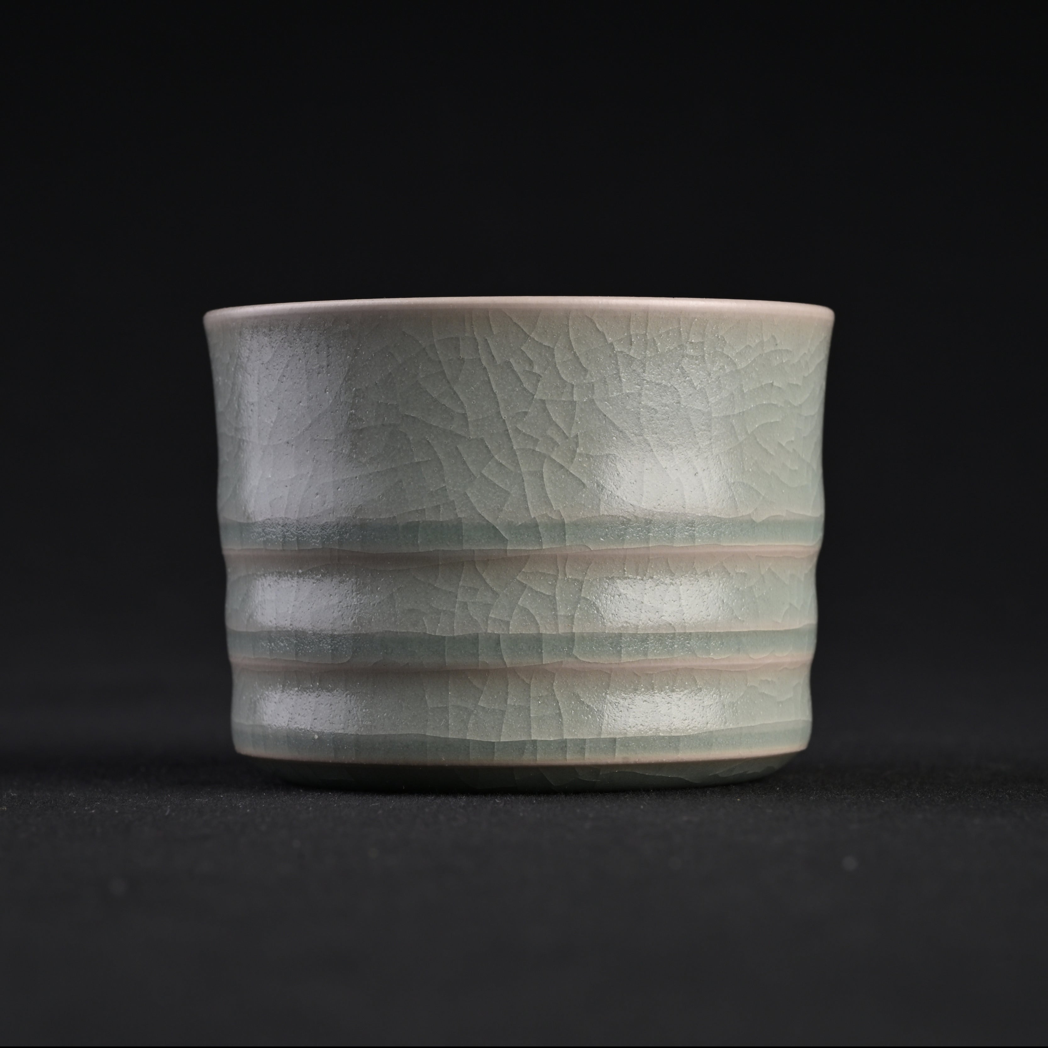 Refired Official Blue Glaze Bamboo Segment Cup
