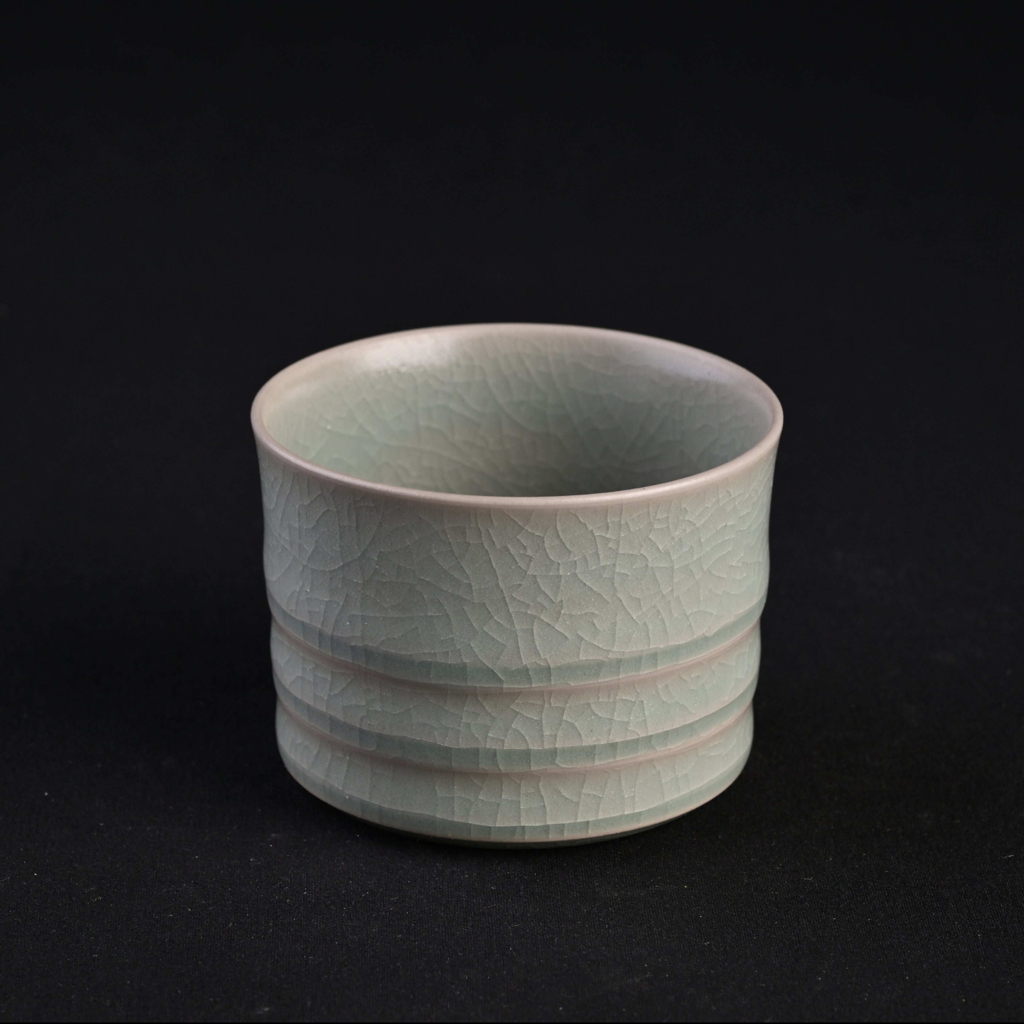 Refired Official Blue Glaze Bamboo Segment Cup