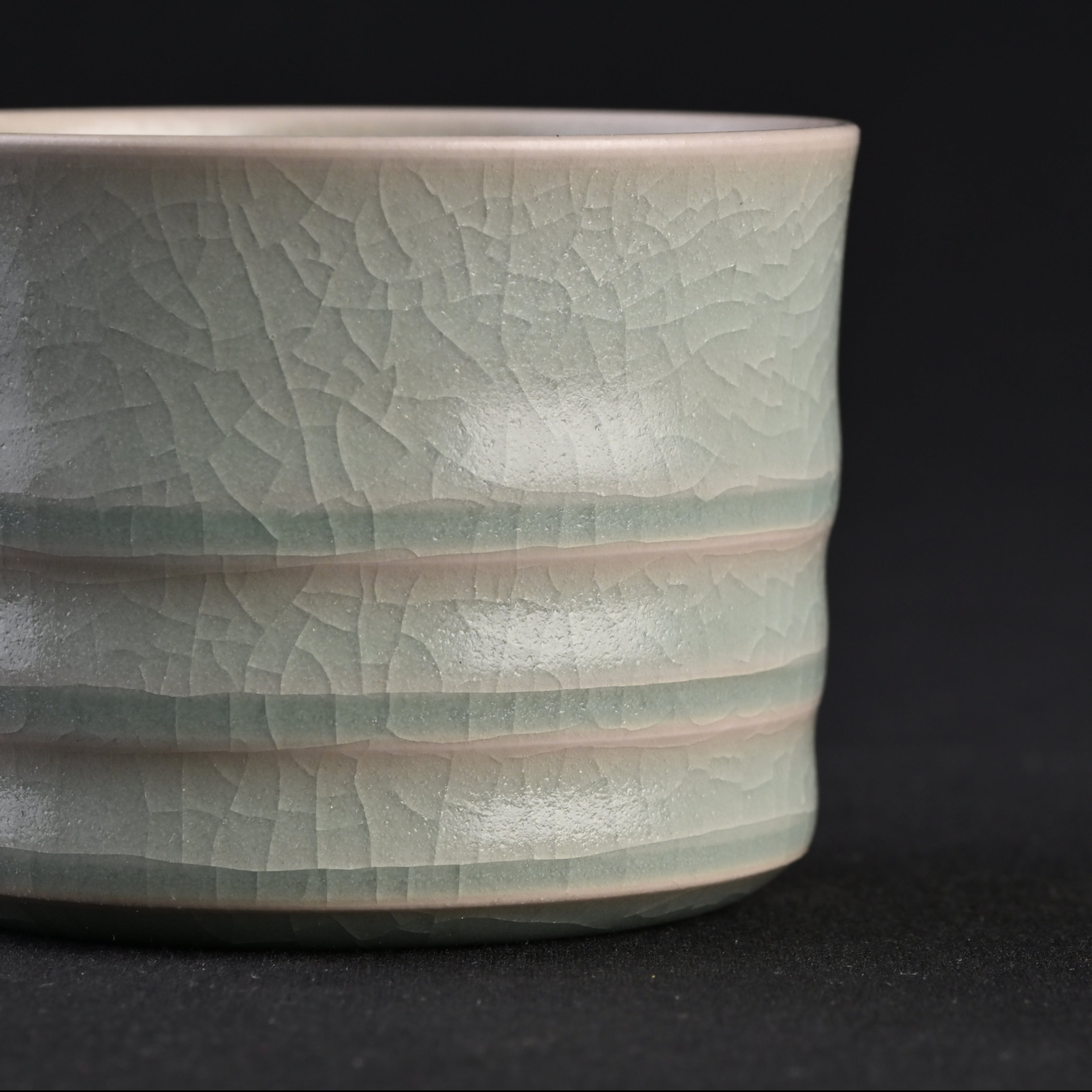 Refired Official Blue Glaze Bamboo Segment Cup