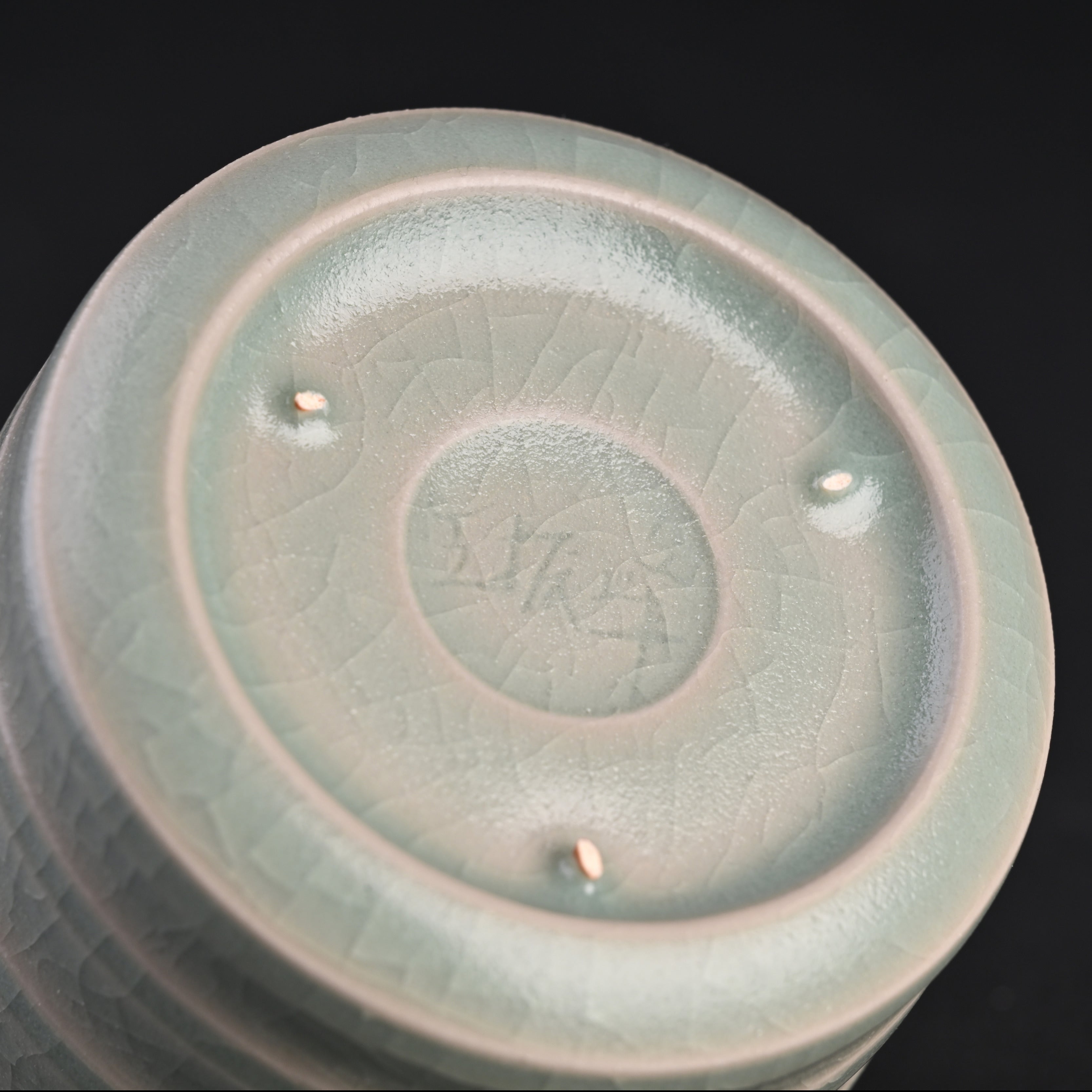 Refired Official Blue Glaze Bamboo Segment Cup