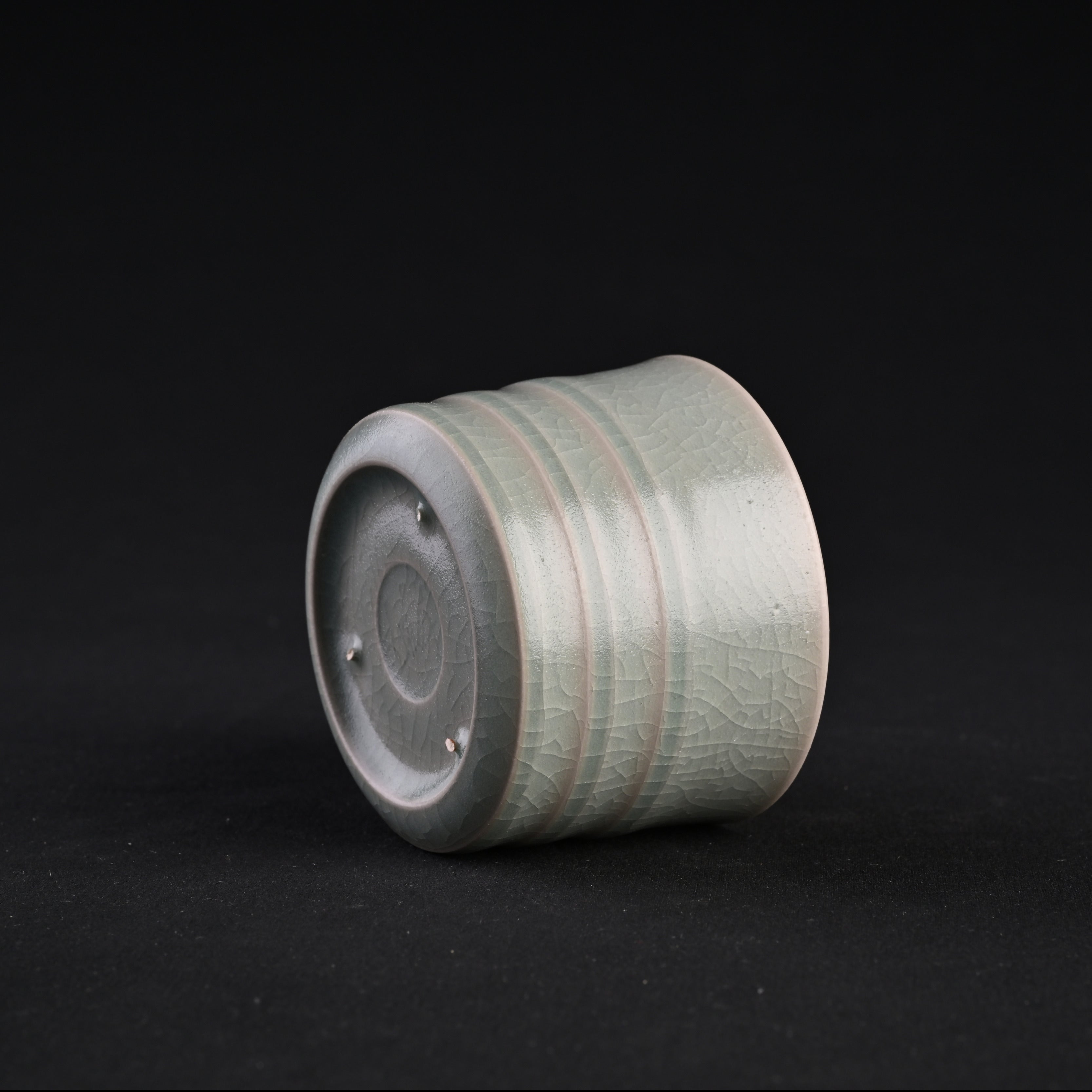 Refired Official Blue Glaze Bamboo Segment Cup