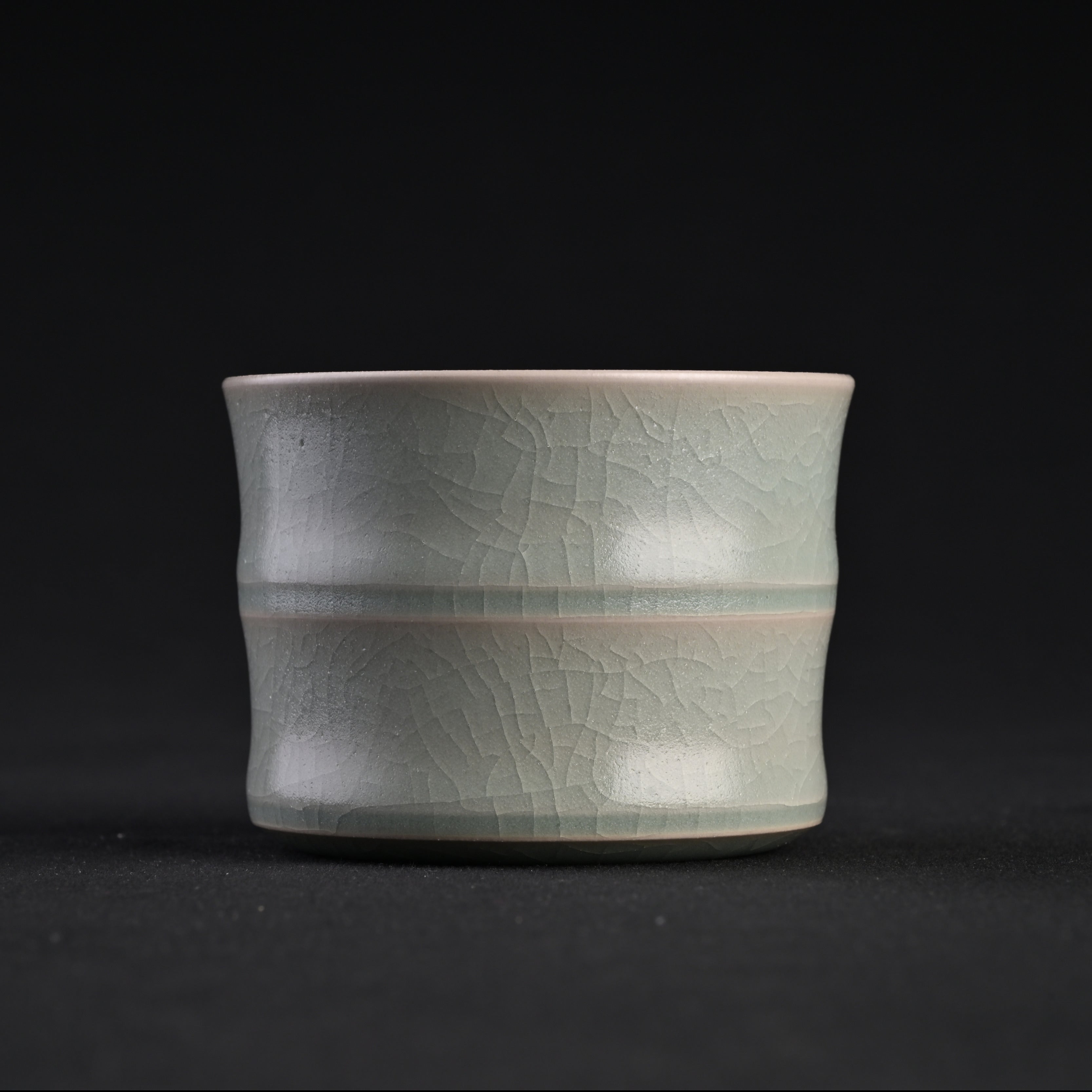 Refired Official Blue Glaze Bamboo Segment Cup