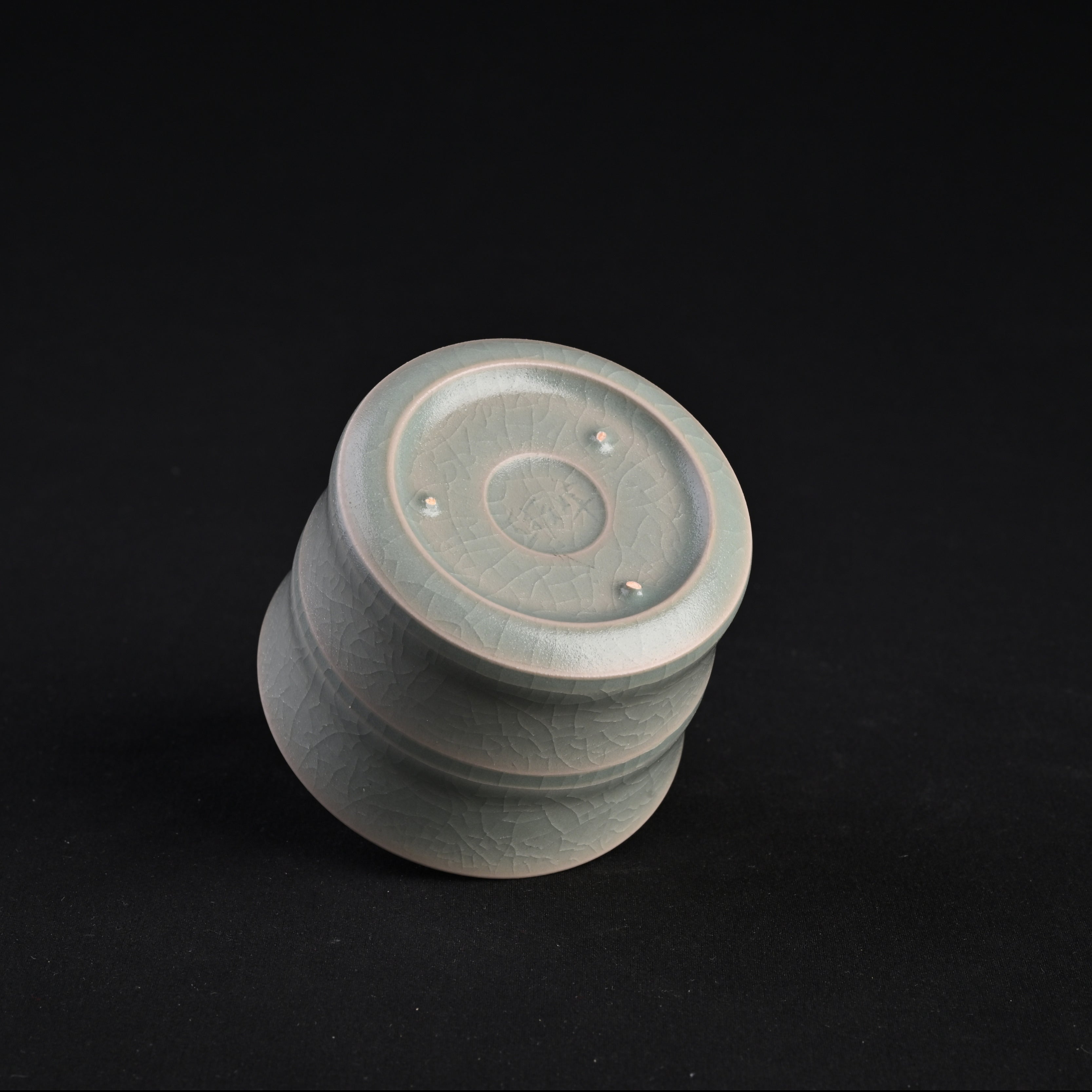 Refired Official Blue Glaze Bamboo Segment Cup