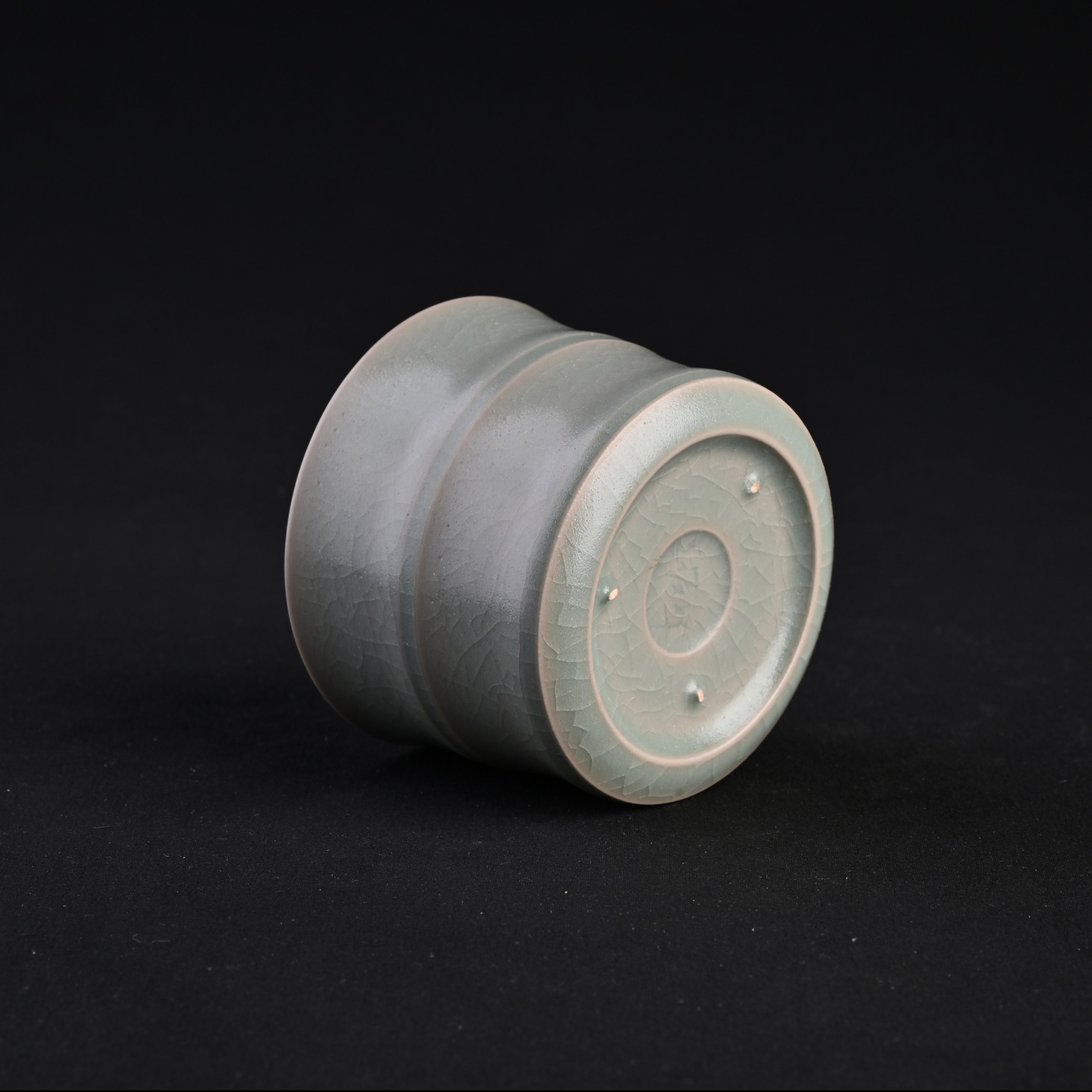 Refired Official Blue Glaze Bamboo Segment Cup